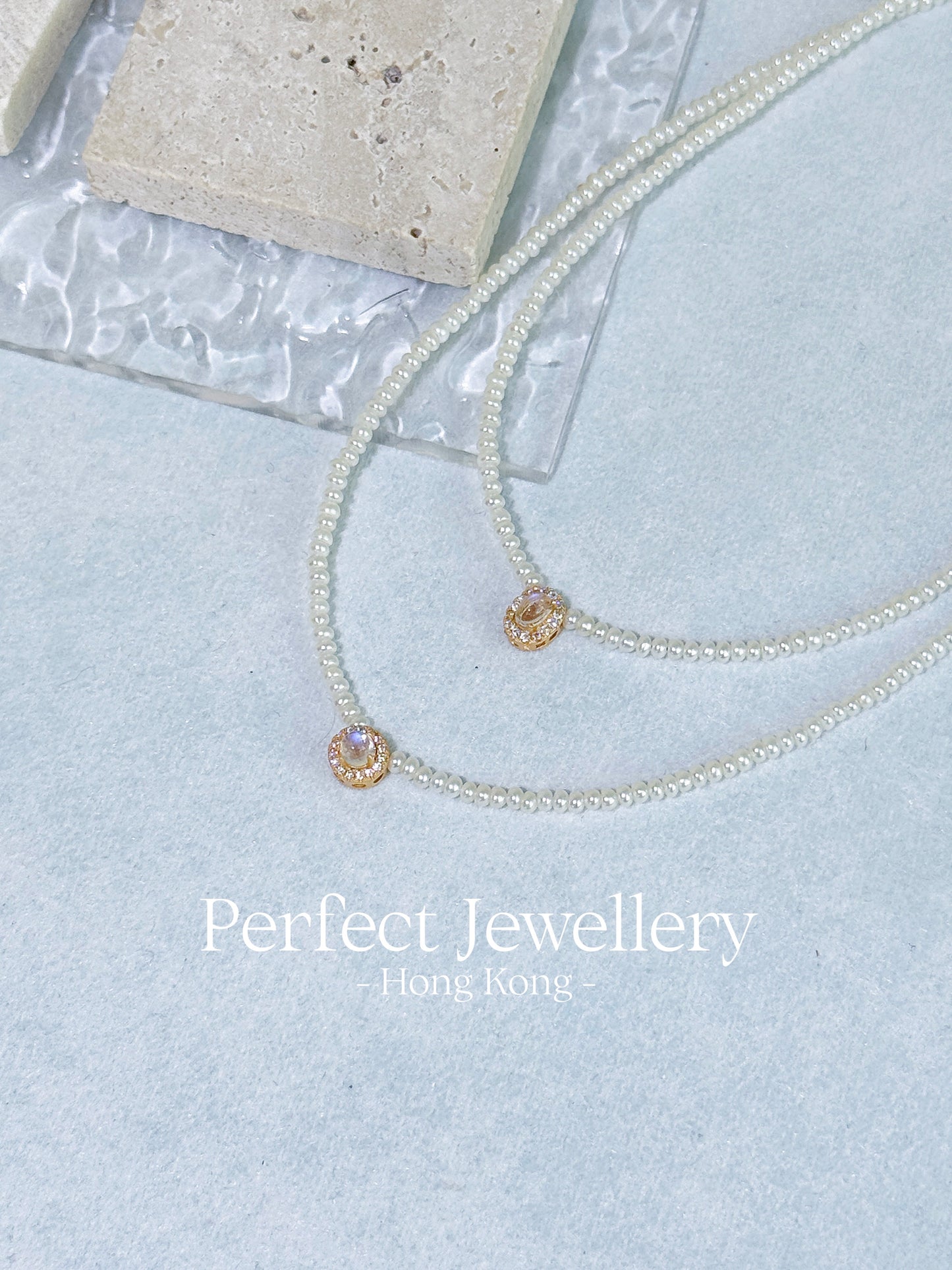 Moonstone & Freshwater Pearl S925 Necklace | 月光石&Bb淡水珍珠S925項鍊