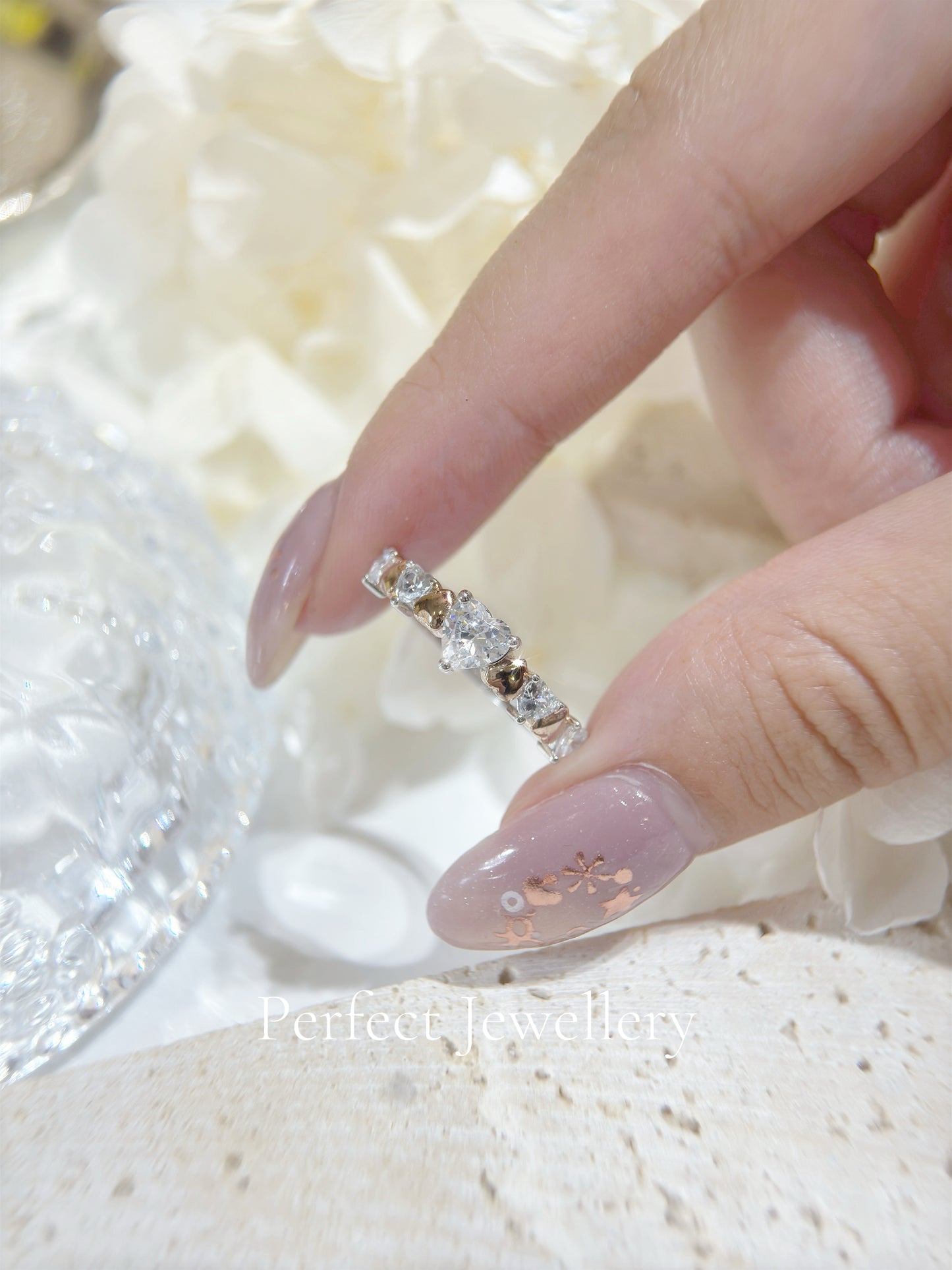 Heart 💓 Shape S925 Ring ✨ 爆閃高碳鑽雙色愛心戒指