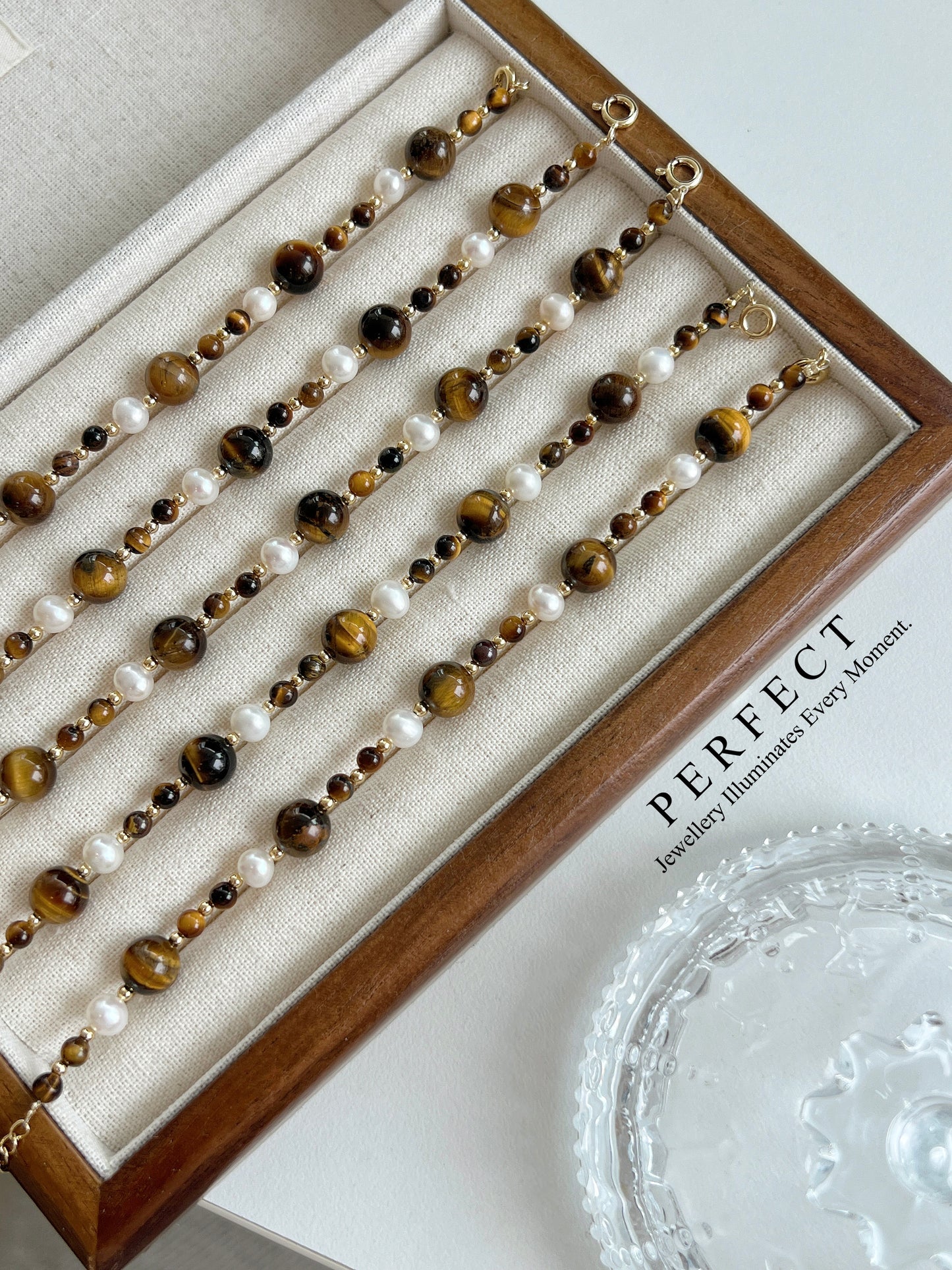 ✨Tigerite Freshwater Pearl Bracelet |🐻虎眼石淡水珍珠手鏈🟤✨