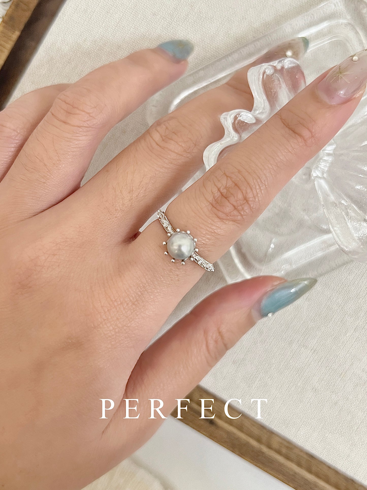 ✨Natural Grey Akoya Ring🇯🇵 |天然灰Akoya珍珠戒指✨