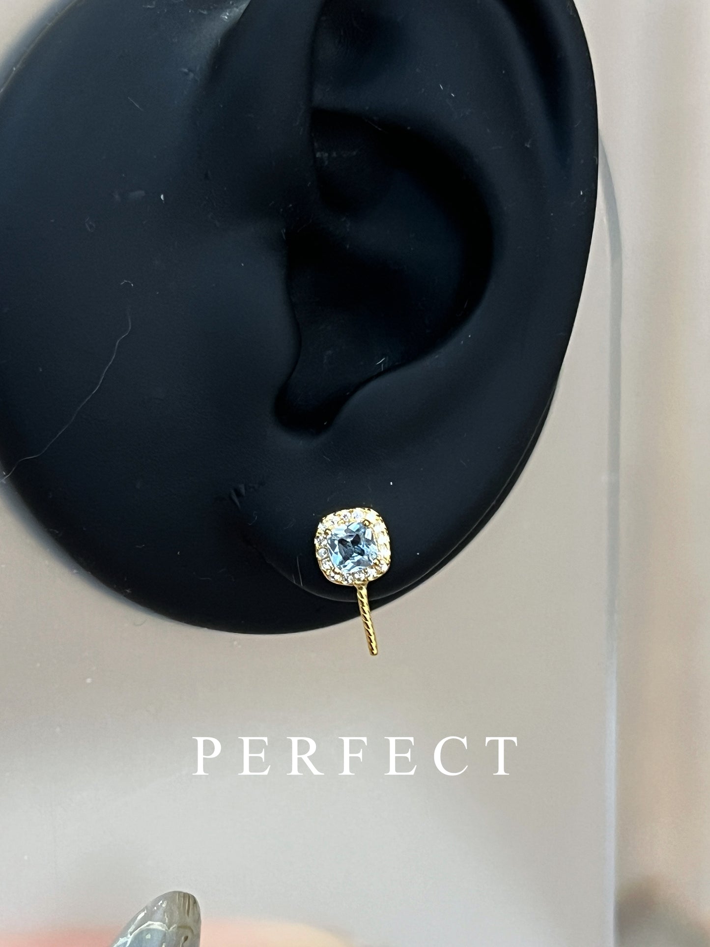 Earring Parts |藍色方鋯石耳釘配件