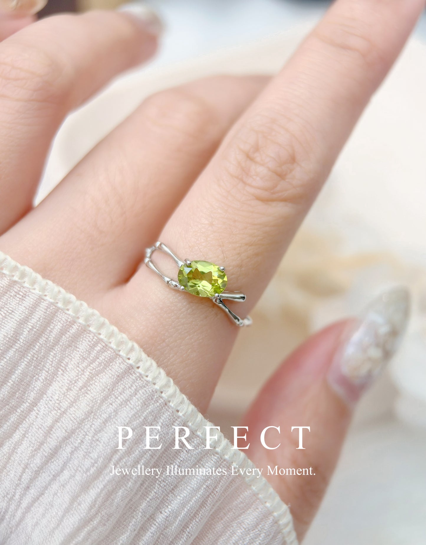 Peridot Bamboo Brass Ring | 橄欖石竹節戒指✨🎋