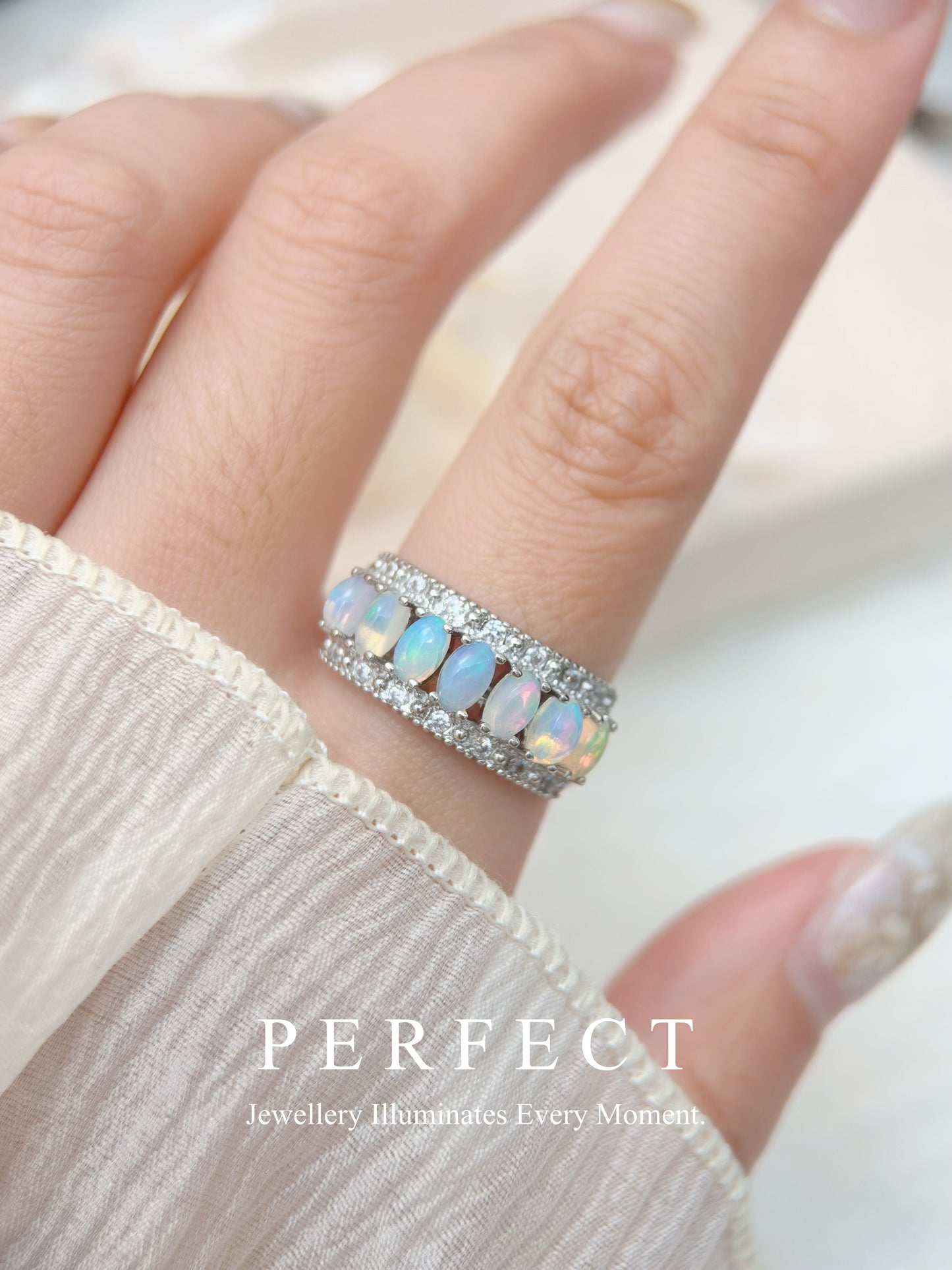 Opal Brass Ring | 白澳寶華麗排戒