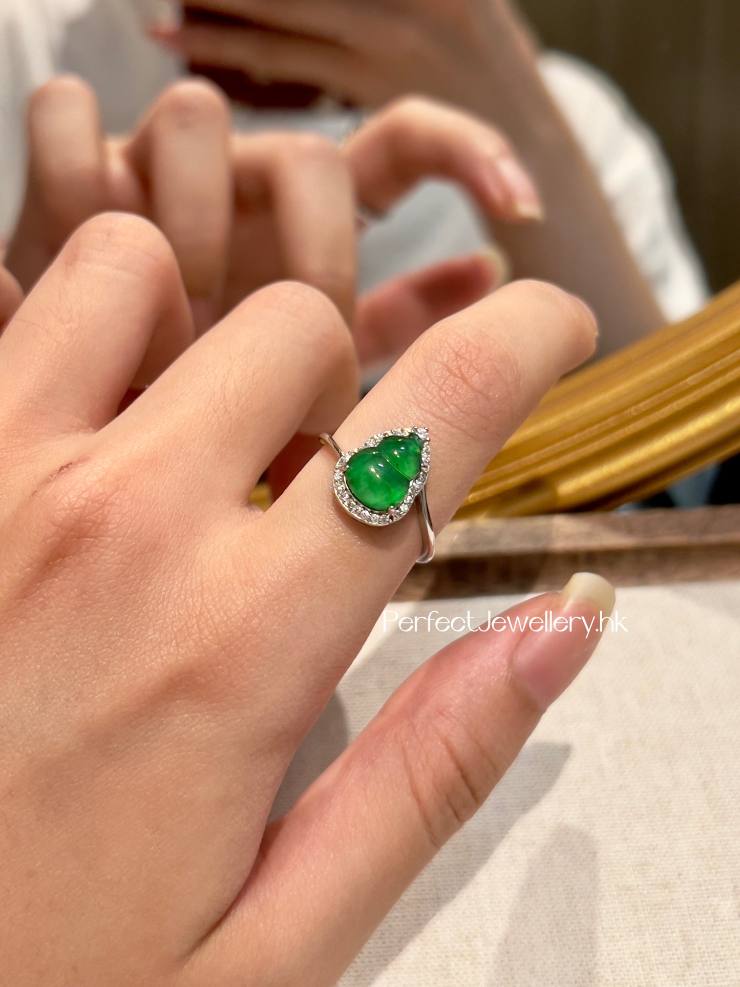 Gourd Jade S925 Ring 翡翠葫蘆銀戒指