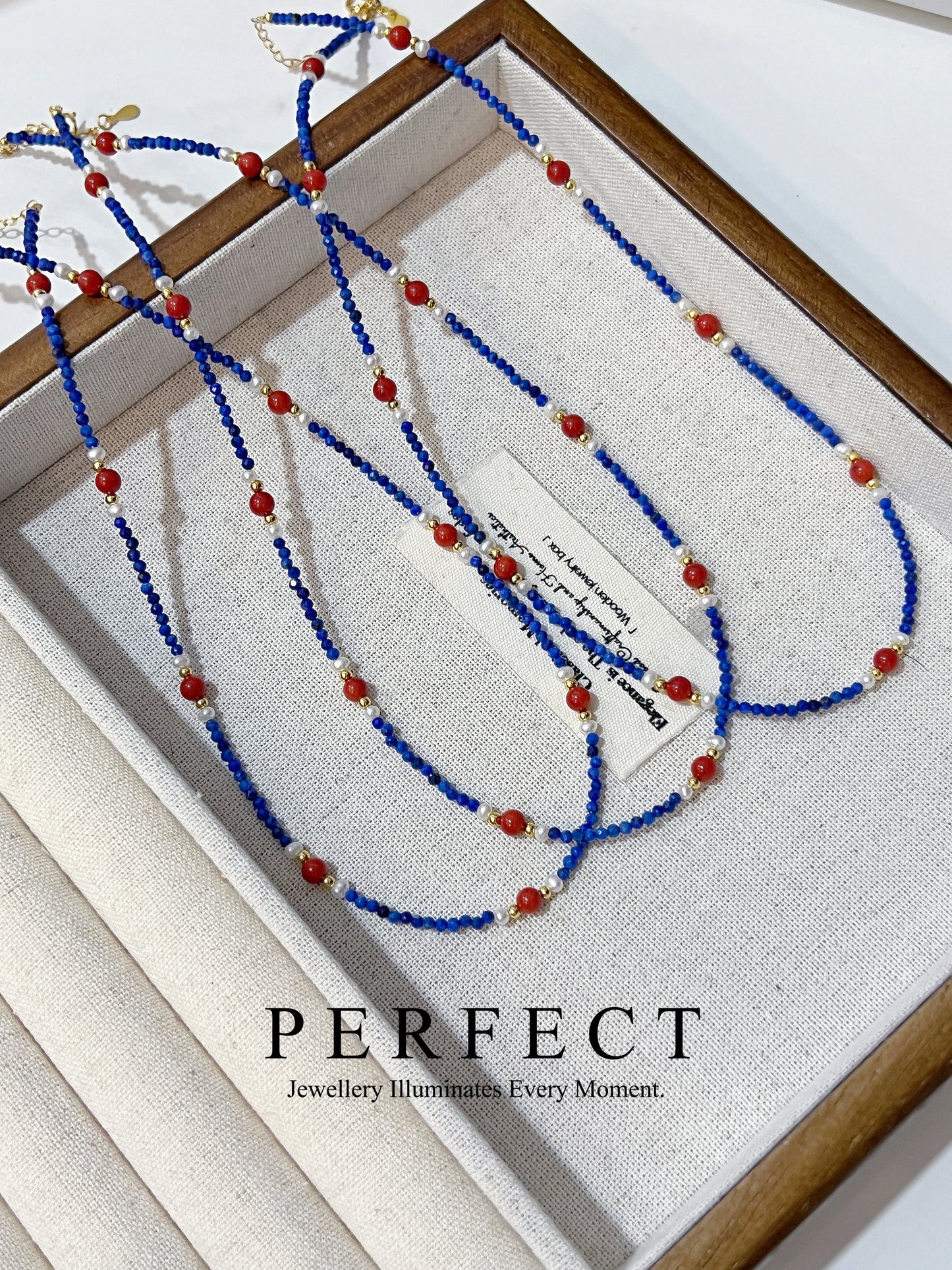 ✨Lapis Coral Freshwater Pearl Necklace|🦋青金石紅珊瑚珍珠項鍊❤️✨