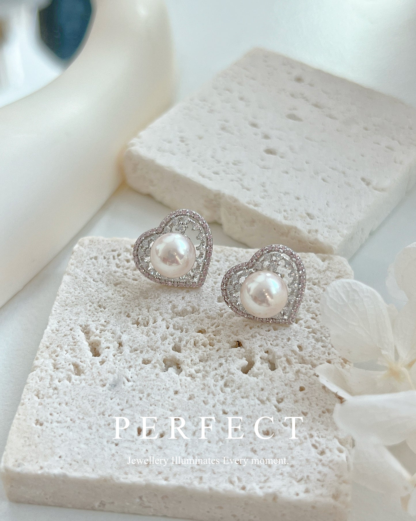 ✨Mia |Japanese Akoya Earrings 日本Akoya粉心心耳釘✨