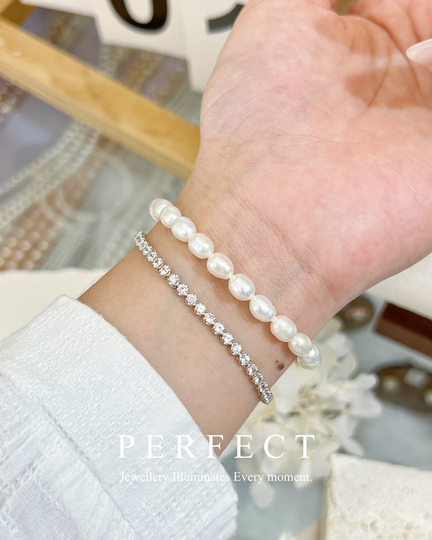 🍦✨ Creamy |Freshwater Pearl Bracelet 極光淡水米型珍珠手鍊✨