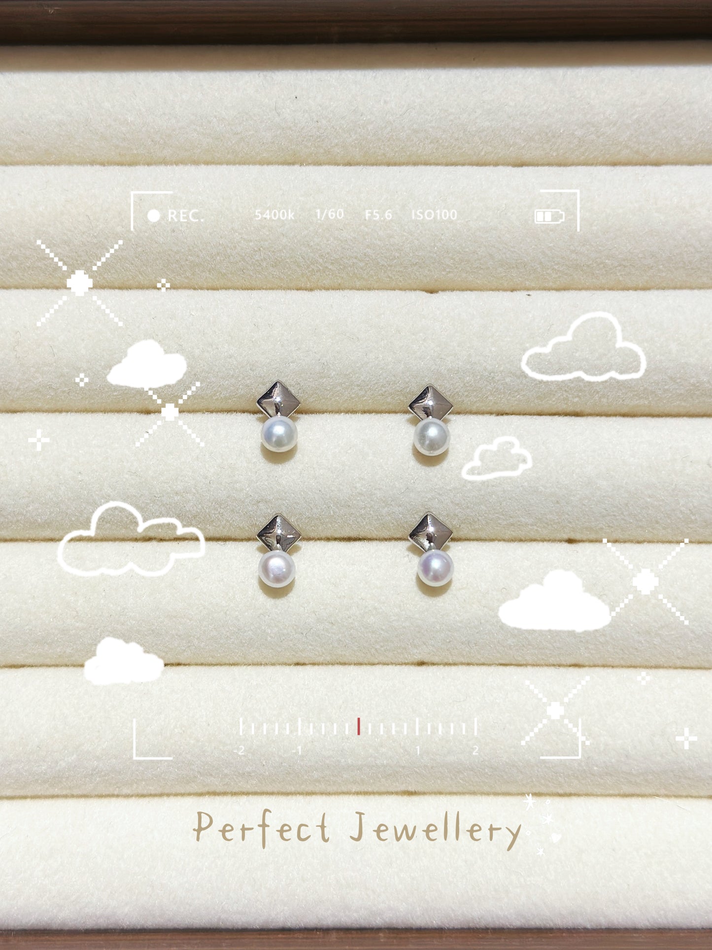 Freshwater Pearl Earring | 淡水珍珠方形耳釘