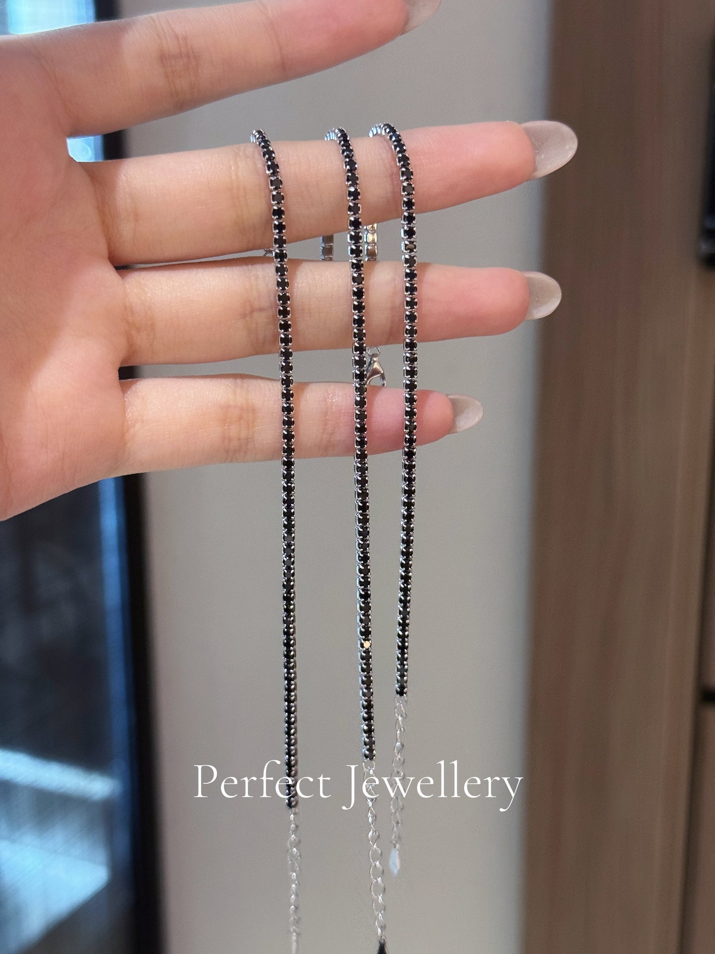 ✨2mm Black Cubic Zirconia Tennis S925 Bracelet|高碳鑽黑色🖤網球手鏈✨💎