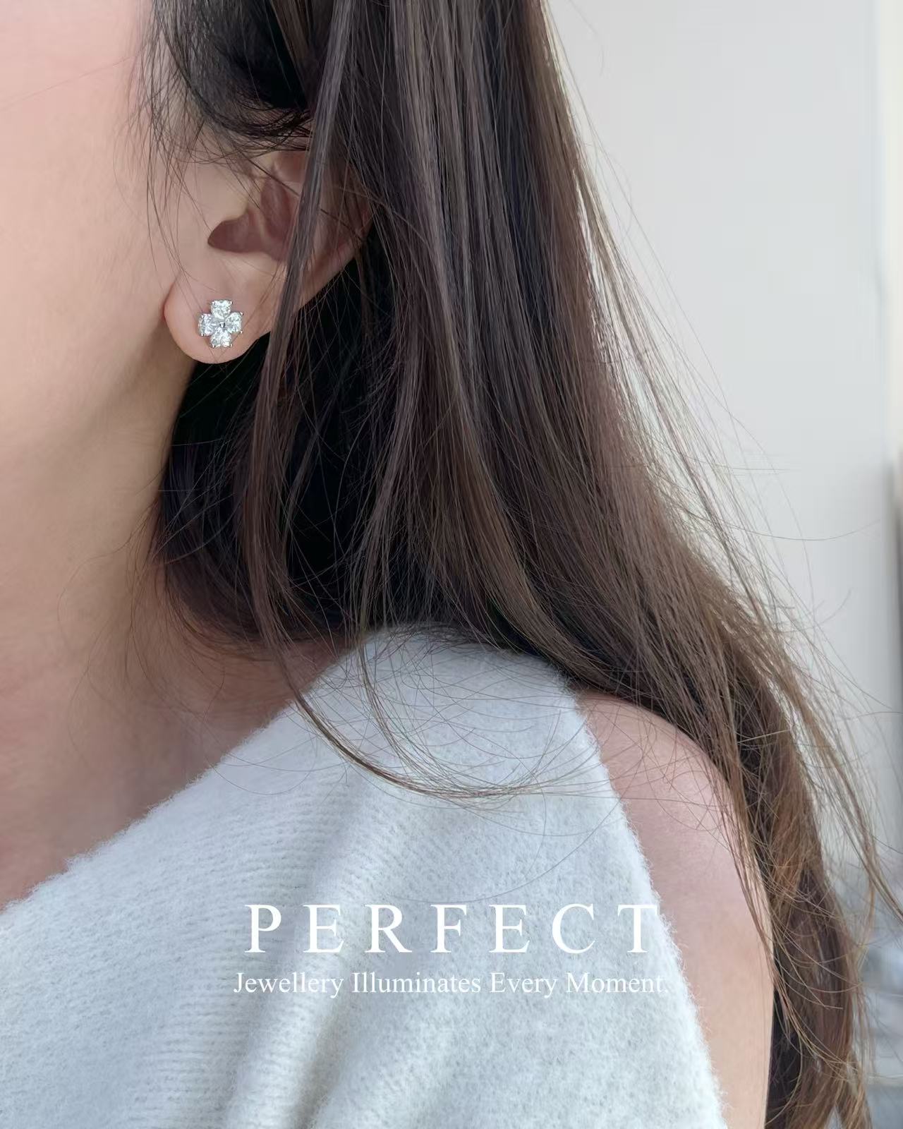 4.8ct D Colour Moissanite Clover S925 Earrings|莫桑四葉草耳釘