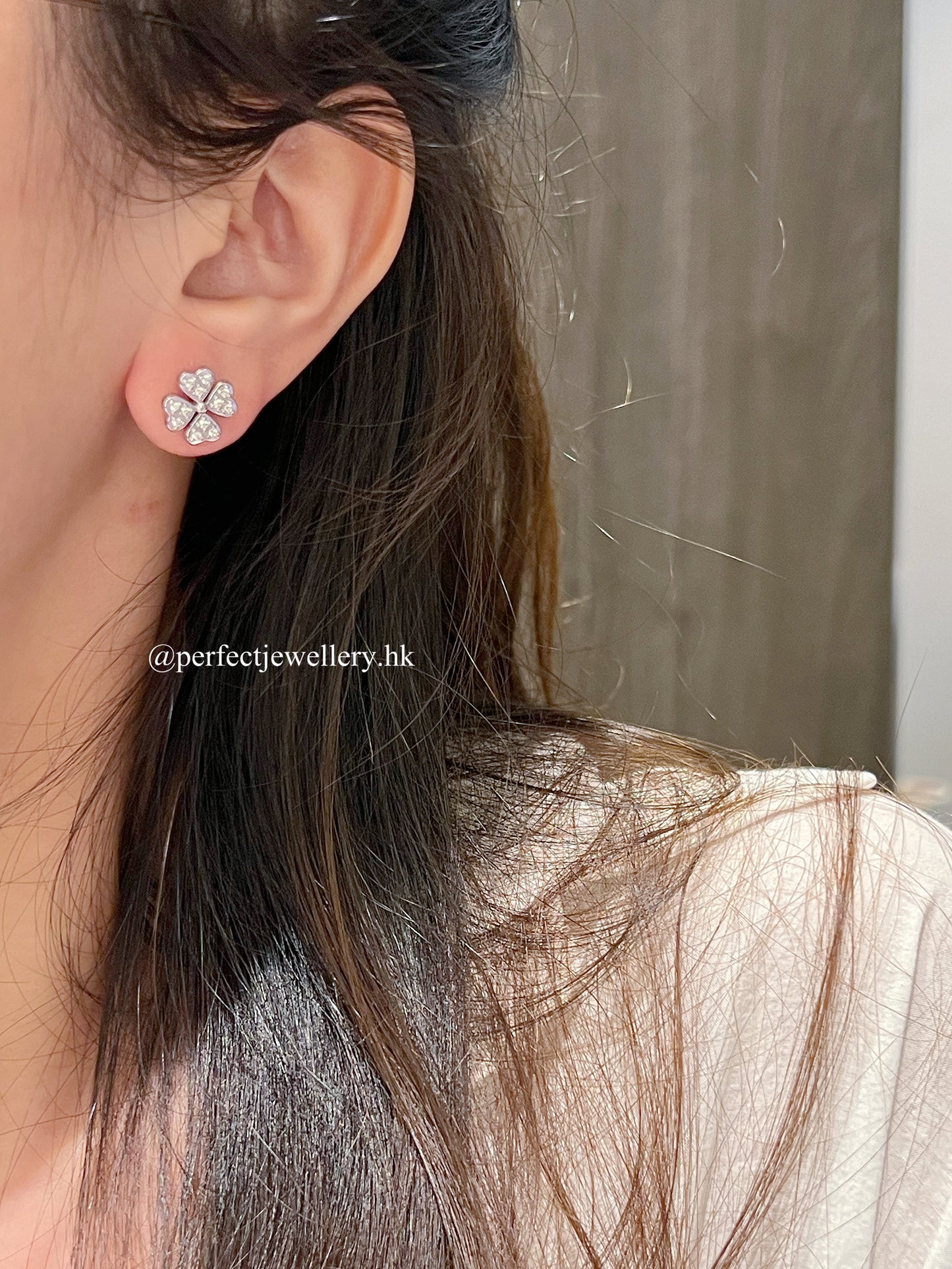 D Colour Moissanite Clover S925 Earrings |莫桑石四葉草🍀滿鑲耳釘