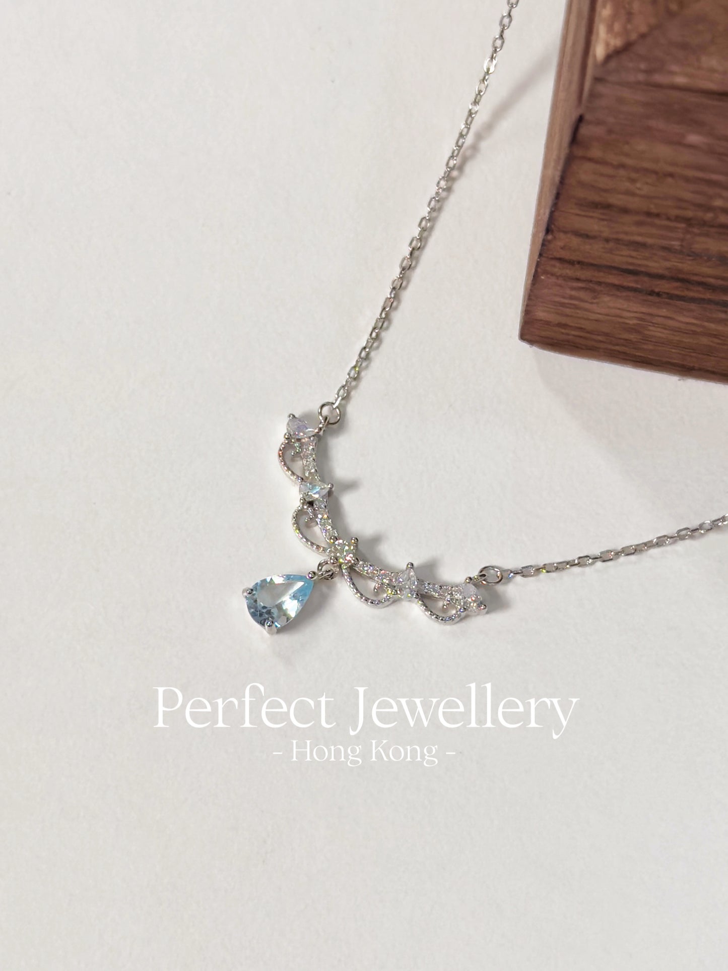 Aquamarine Lace S925 Necklace | 海藍寶蕾絲精緻S925項鍊