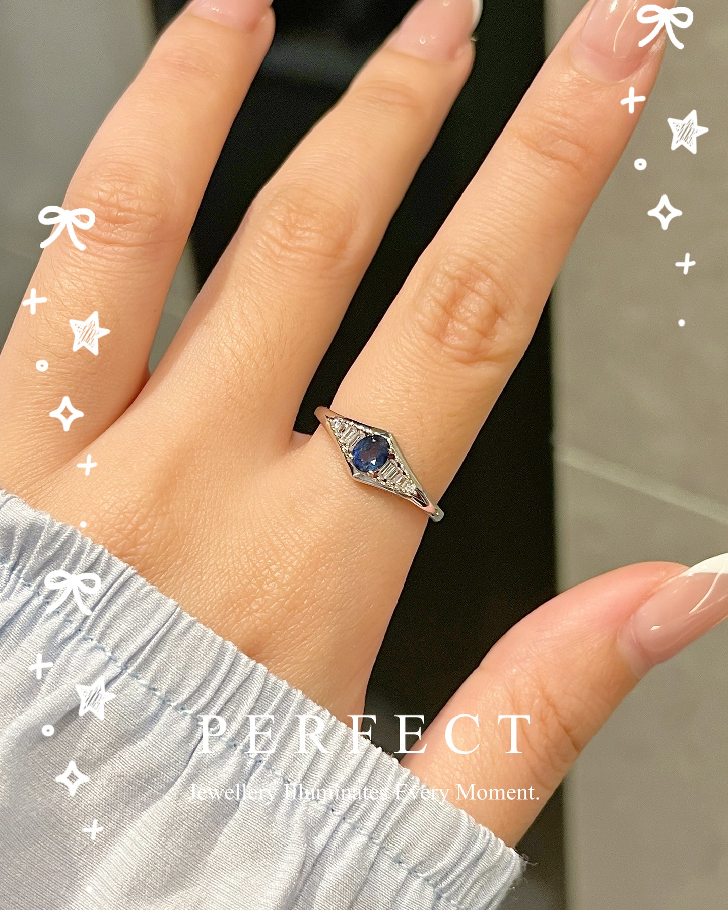 0.45ct Blue Sapphire S925 Ring | 藍寶石型格戒指