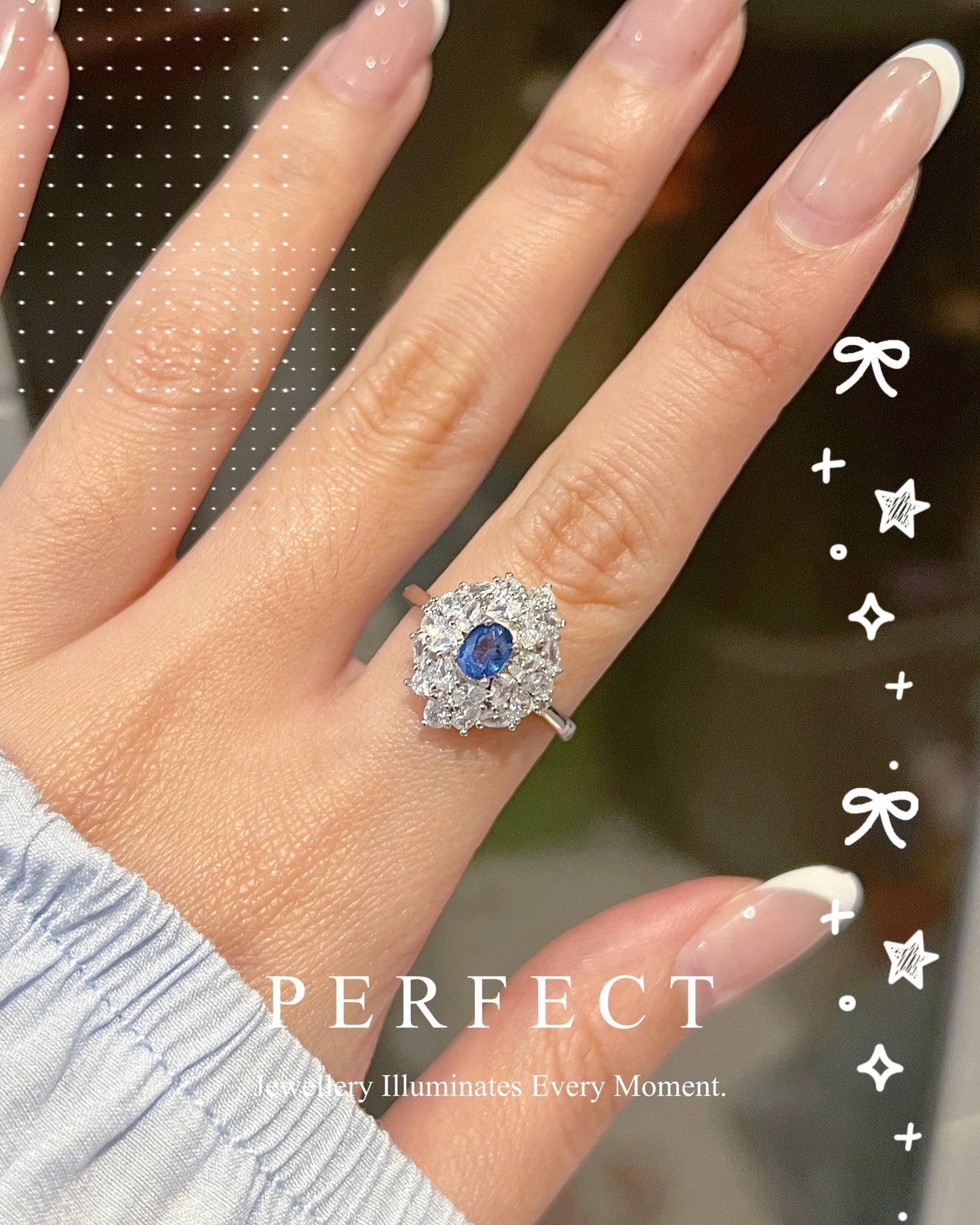 0.45ct Blue Sapphire S925 Ring | 藍寶石豪鑲戒指