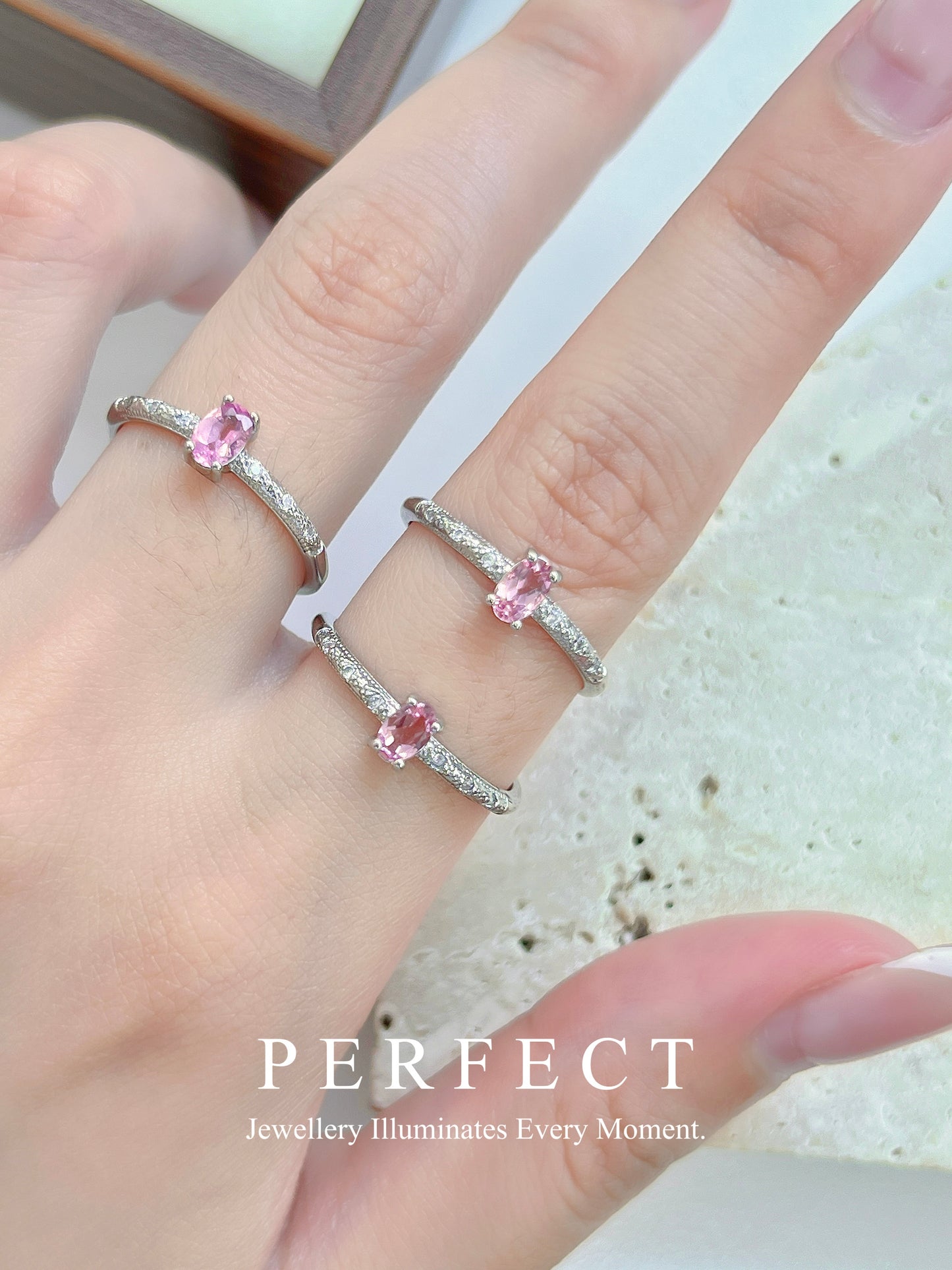 Pink Tourmaline Brass Ring | 粉碧璽精緻戒指🩷✨