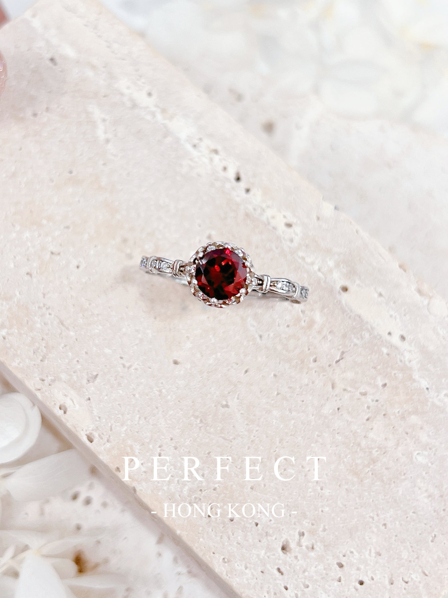 1ct Red Garnet Ribbon S925 Ring |紅石榴絲帶戒指🎀✨