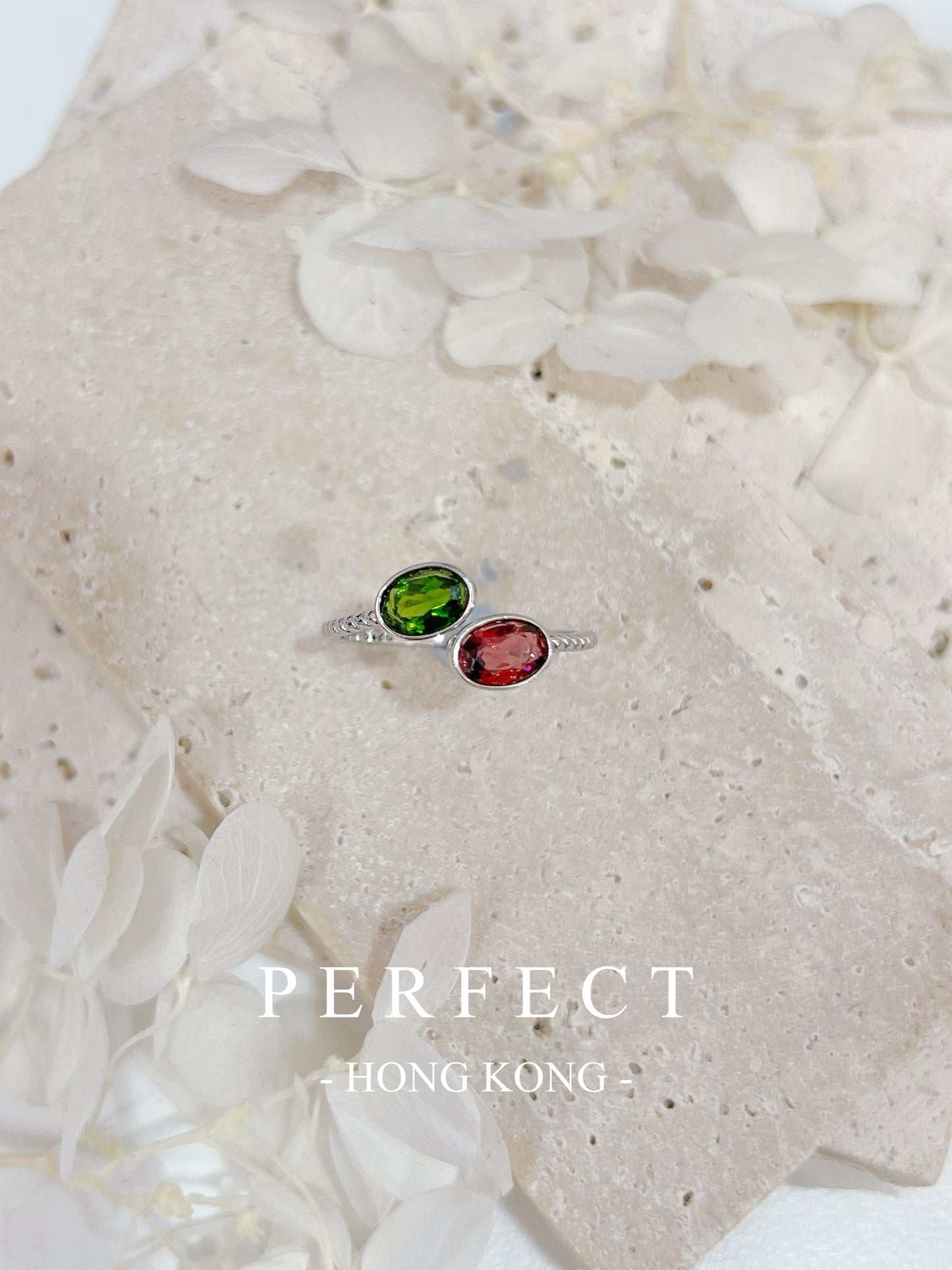 Red Garnet ♥️Diopside S925 RIng | 紅石榴綠透輝雙石戒指✨💚