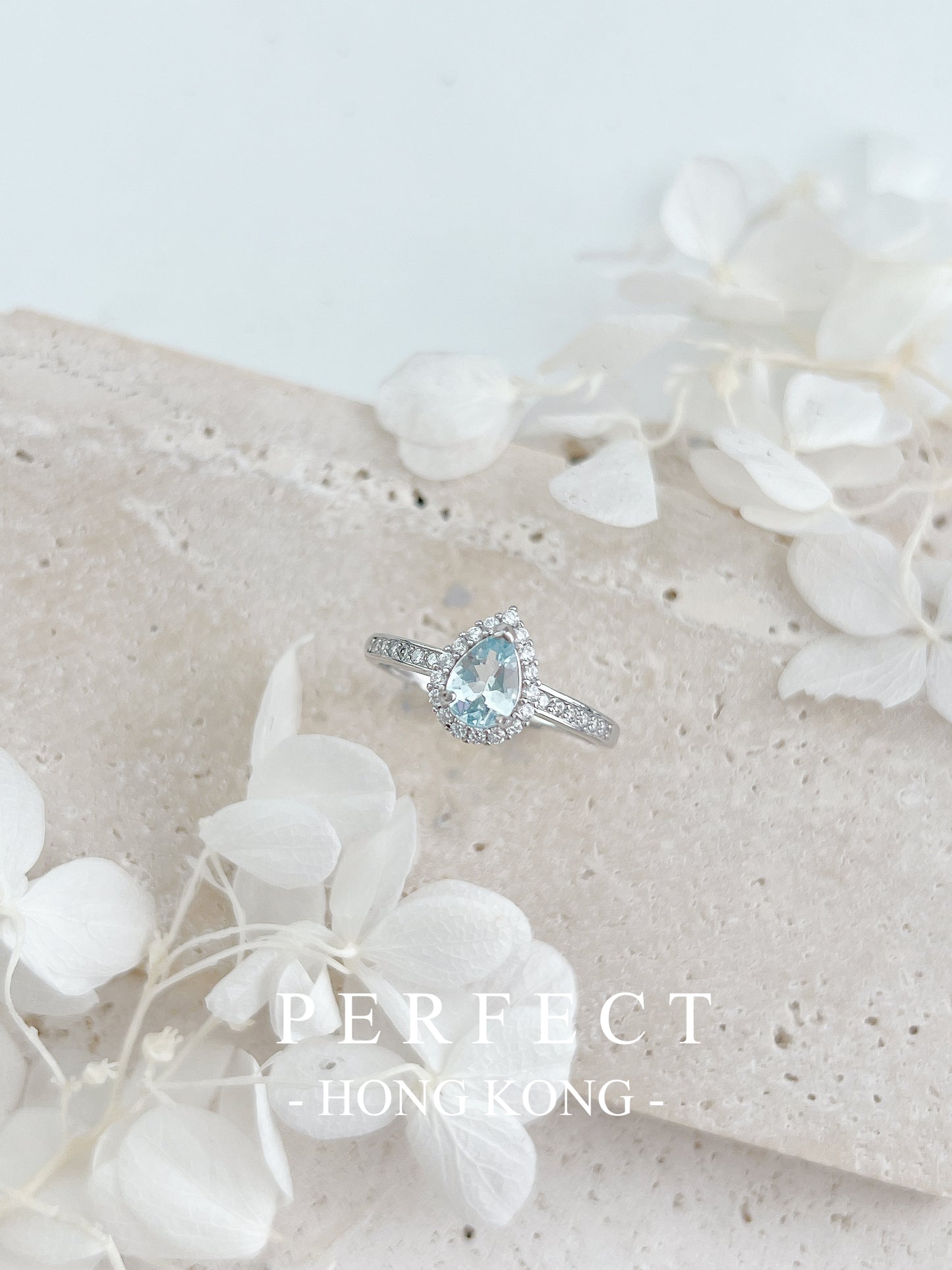 0.9ct 💧Aquamarine S925 Ring | 海藍寶圍鑲水滴戒指🩵✨