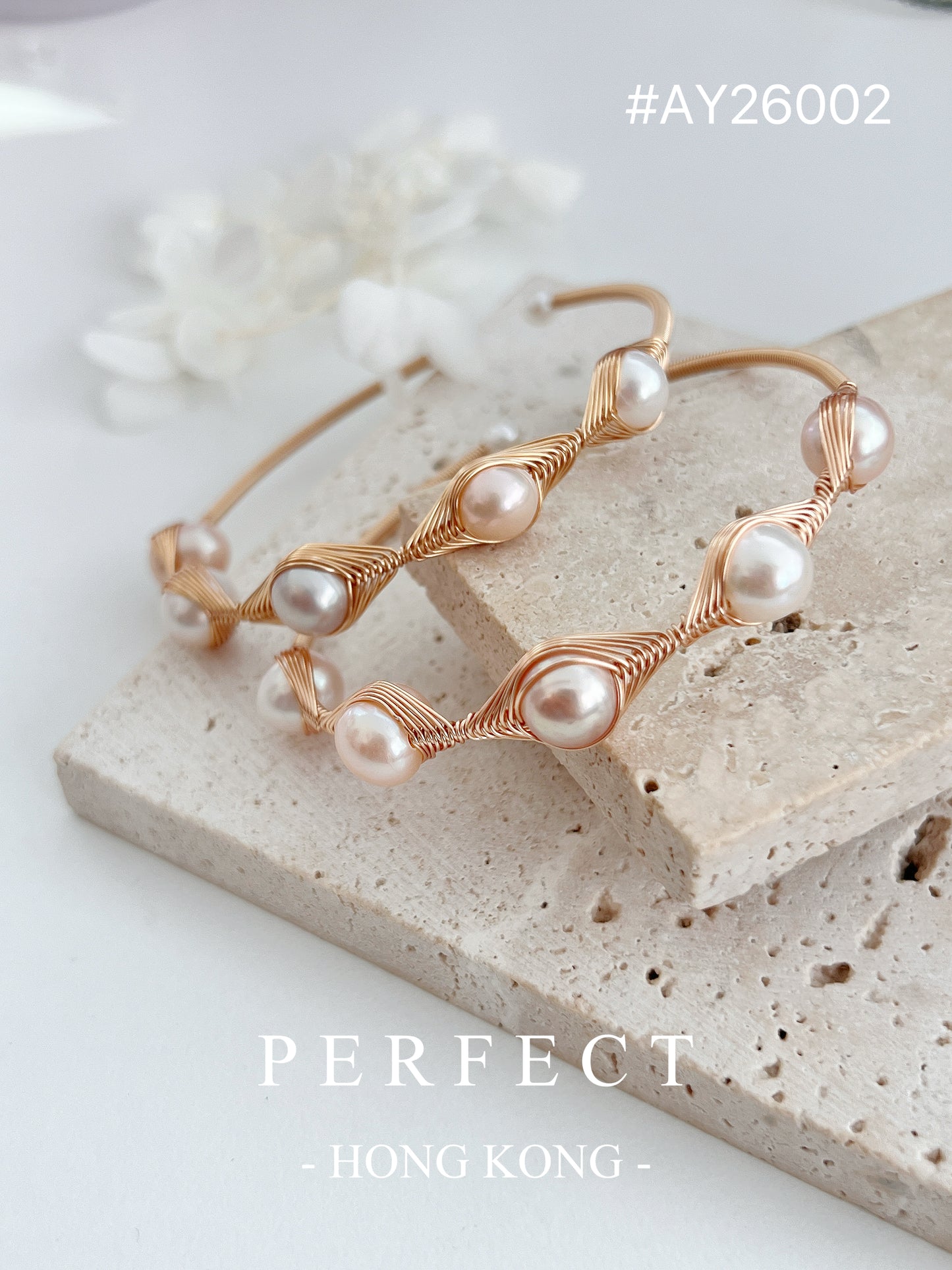 Dawn Freshwater Pearl Brass Bangle | 日出色🌄珍珠繞線手鐲✨