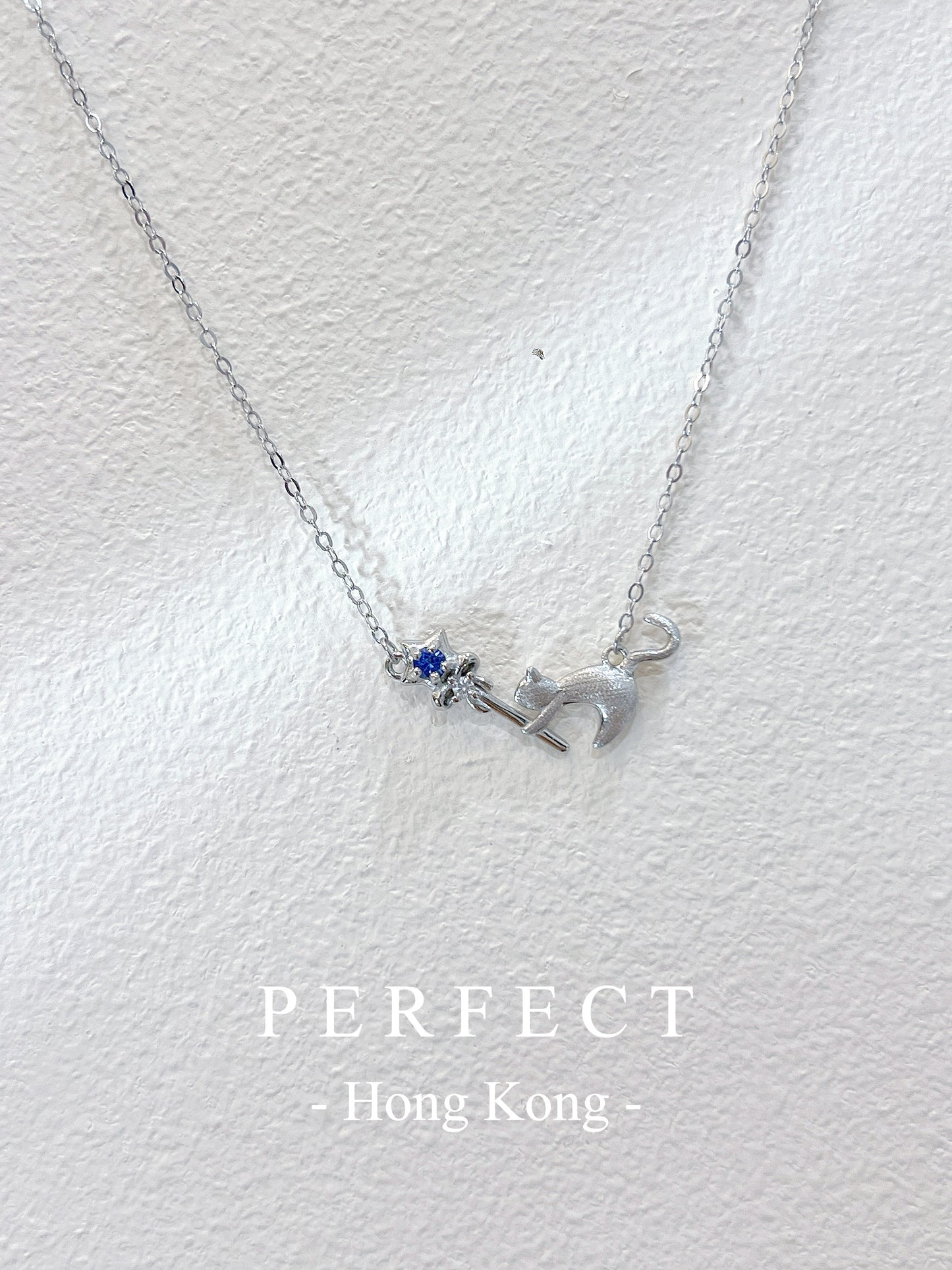 0.06ct Blue Sapphire S925 Necklace| 藍寶石星願貓咪項鏈✨💙