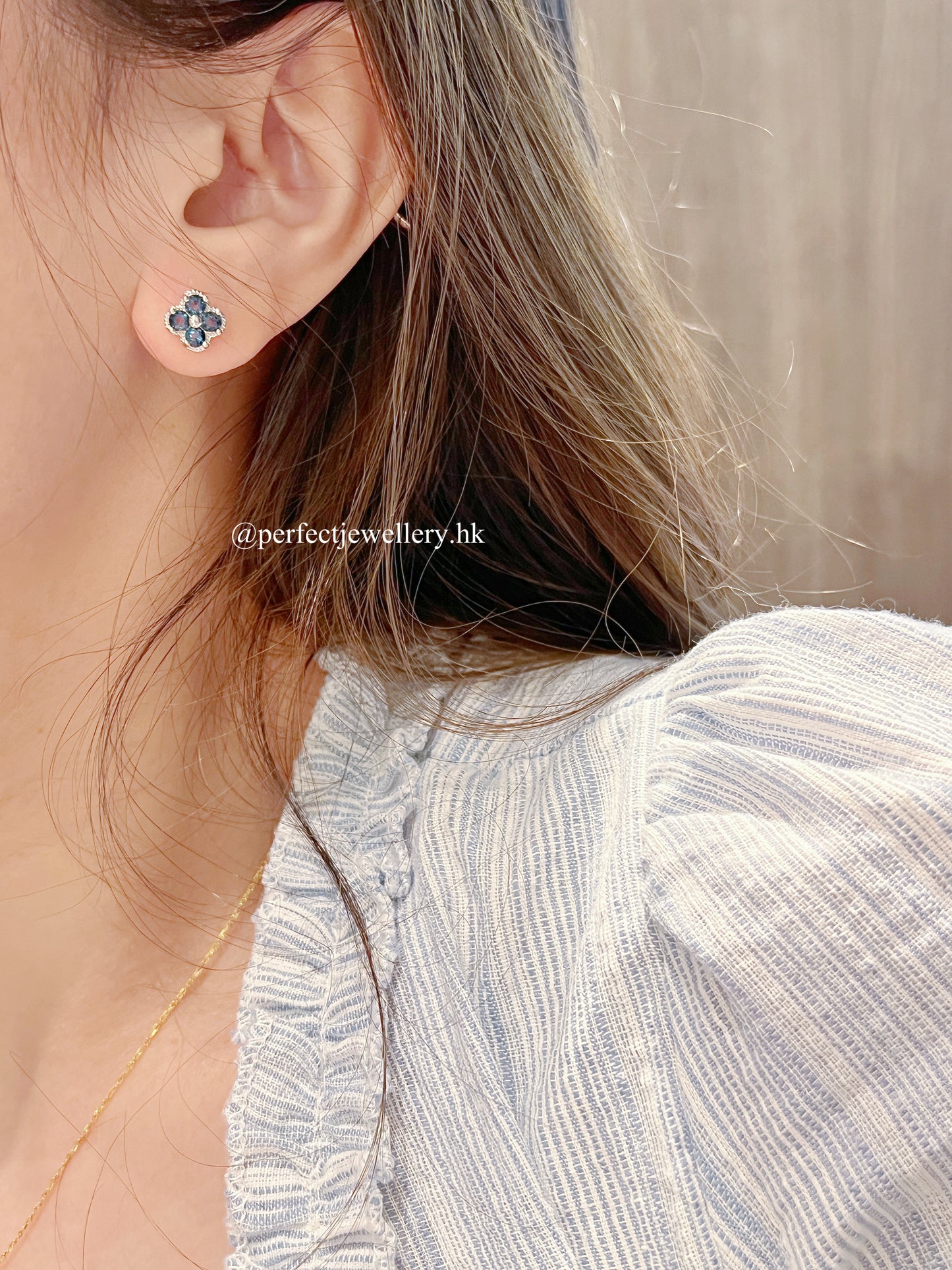 ✨London Blue Topaz Clover Earrings |倫敦藍托帕石四葉草🍀耳釘✨