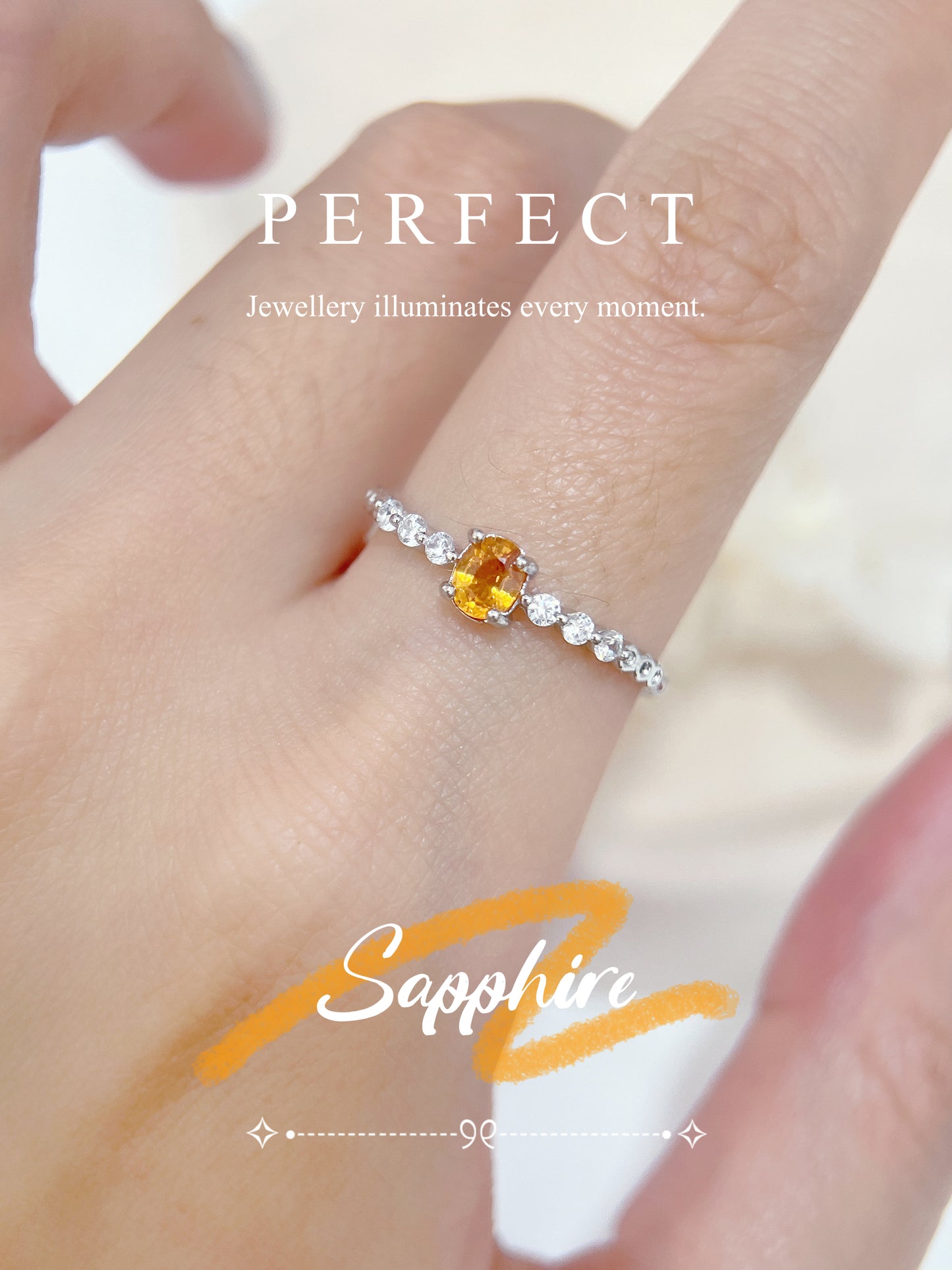 Orange Sapphire Brass Ring | 橙藍寶泡泡戒指🫧✨