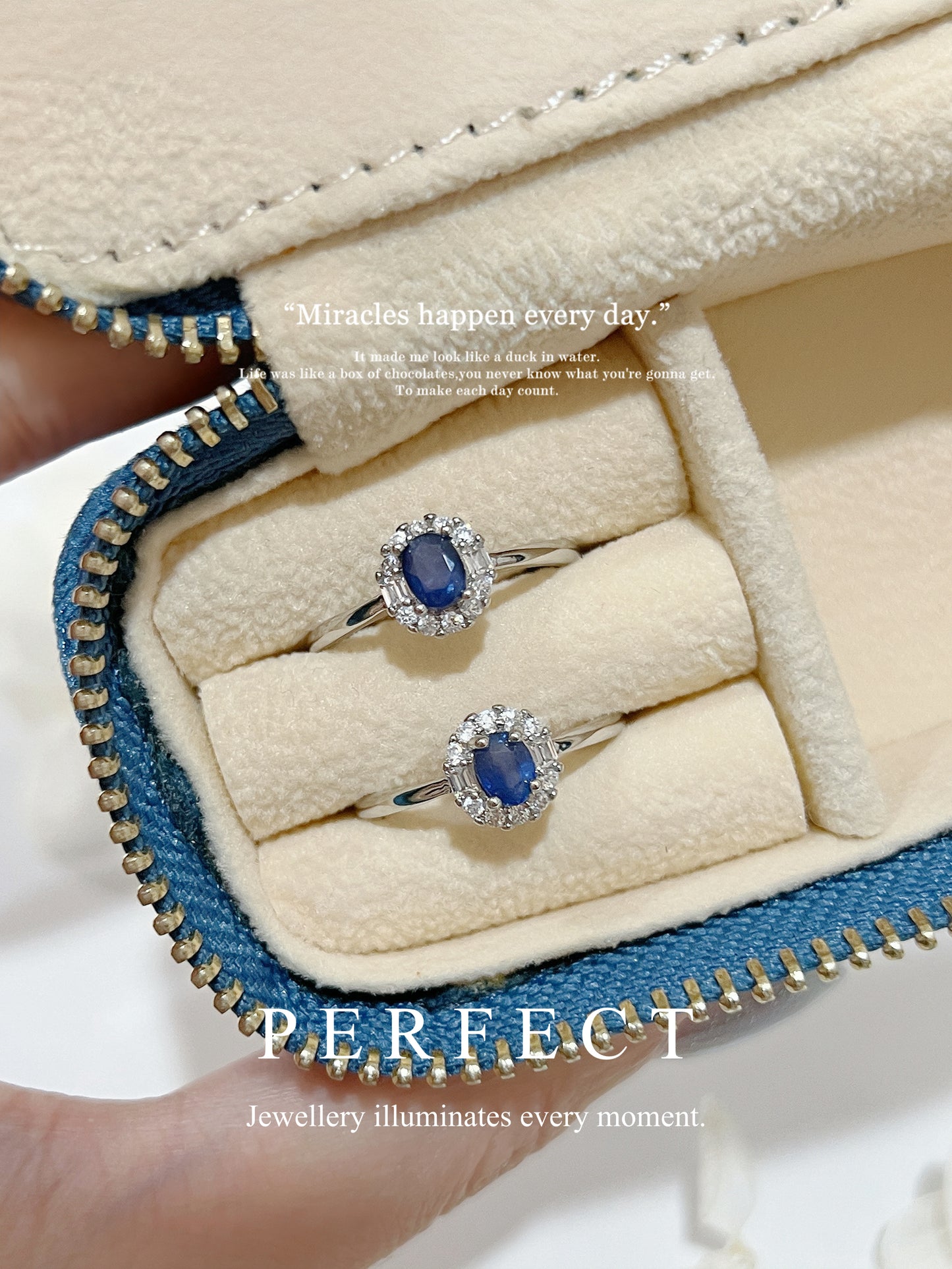 ✨Blue Sapphire Brass Ring | 藍寶石圍鑲戒指✨💙