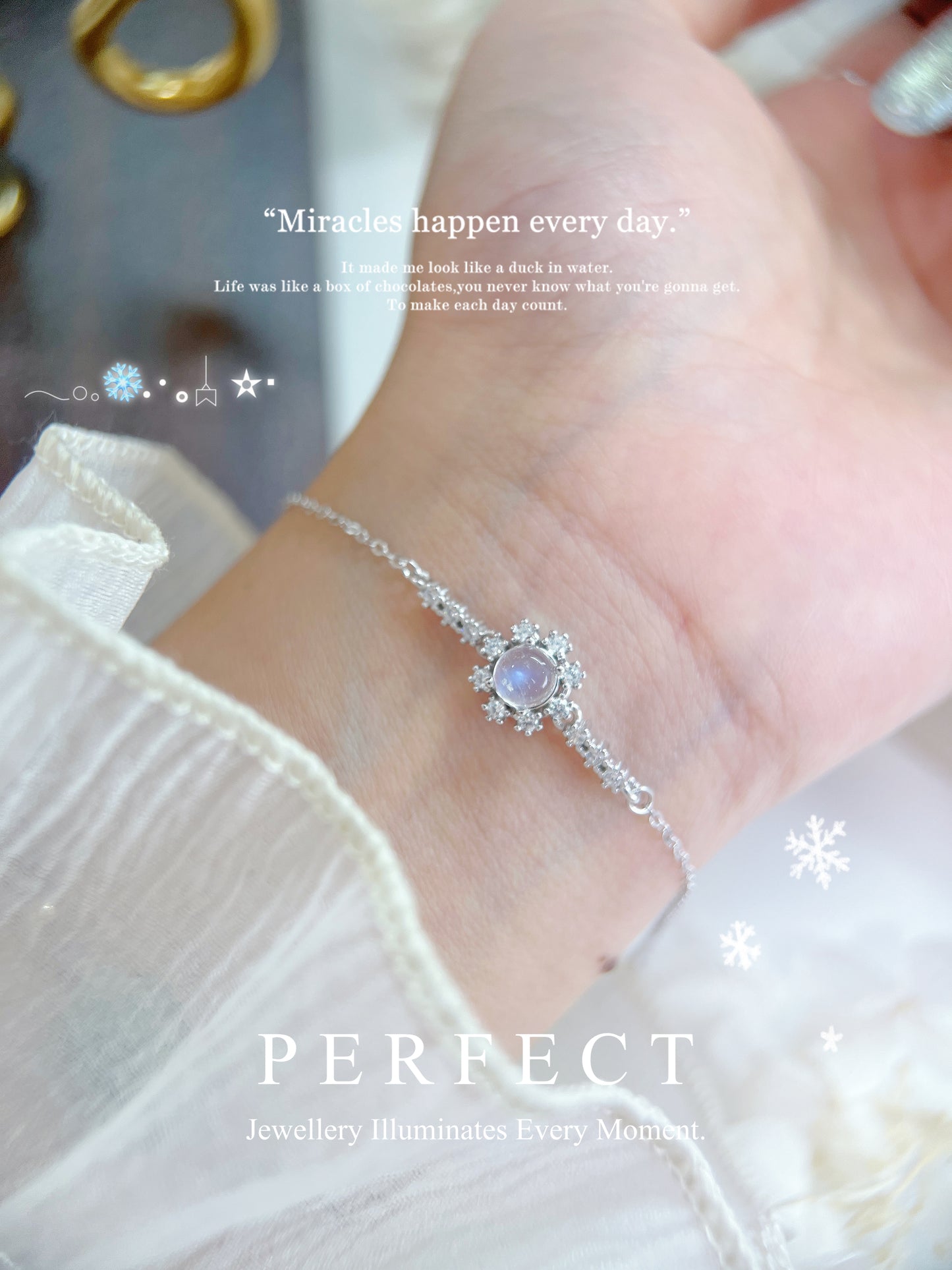 ✨Moonstone Snowflake S925 Bracelet | 藍月光雪花❄️手鏈✨