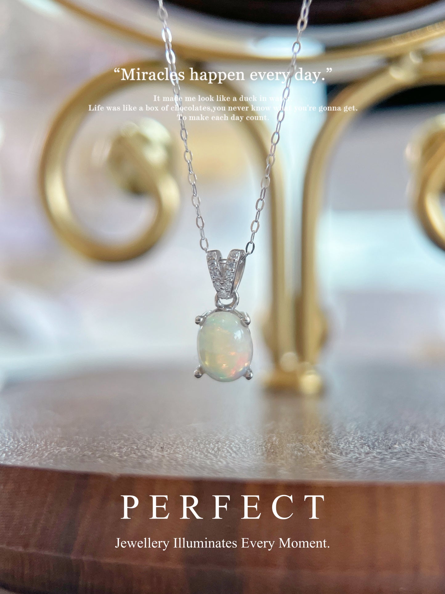 White Opal Solitary S925 Pendant | 白澳寶V型吊墜