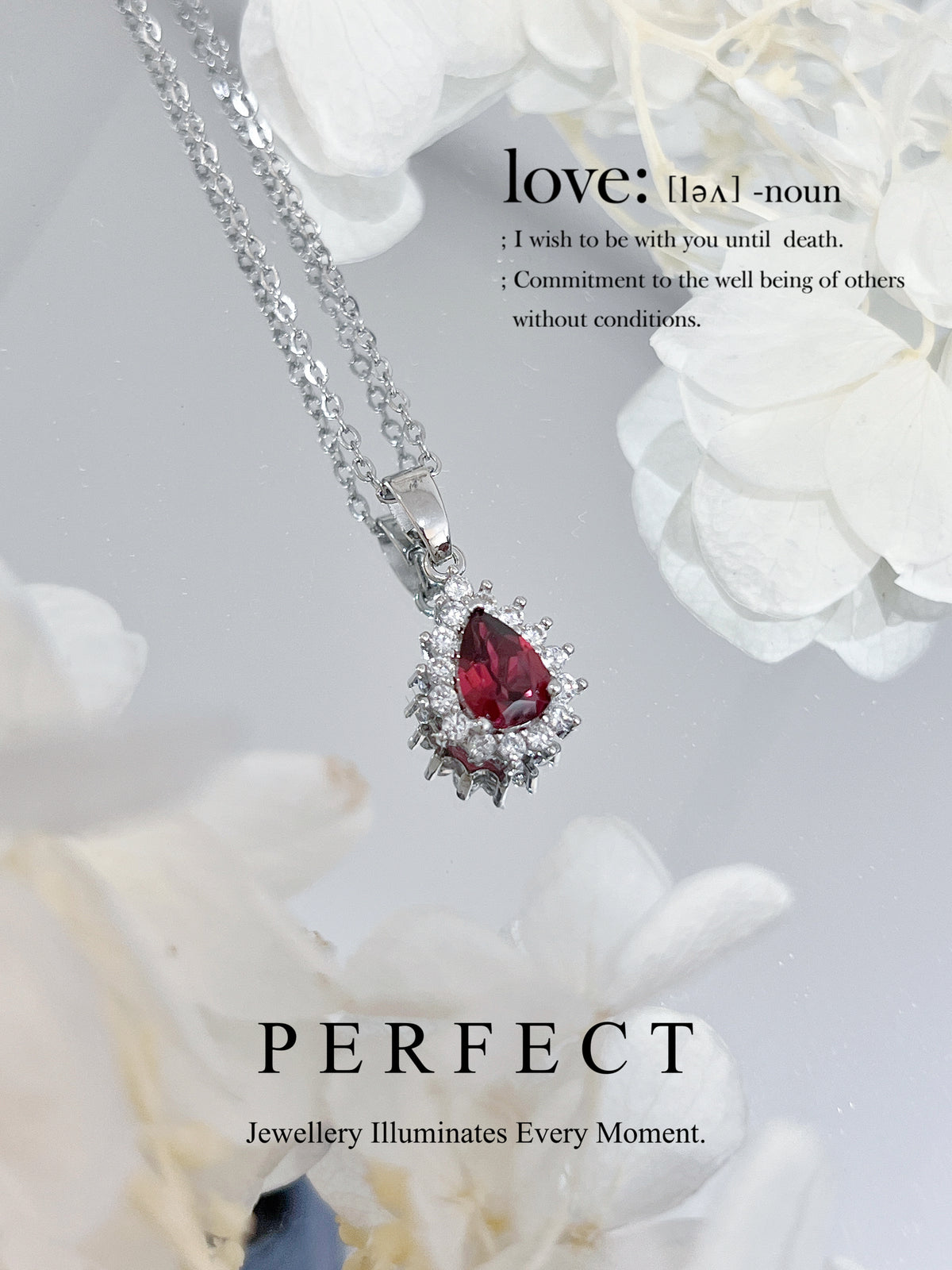 Garnet Necklace | 紅石榴水滴滿鑲項鏈✨