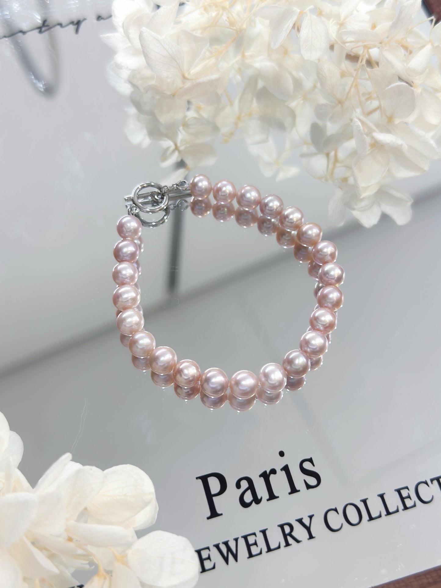 6.5-7mm Freshwater Pearl S925 Bracelet | 淡水珍珠粉紫S925 OT扣手鏈