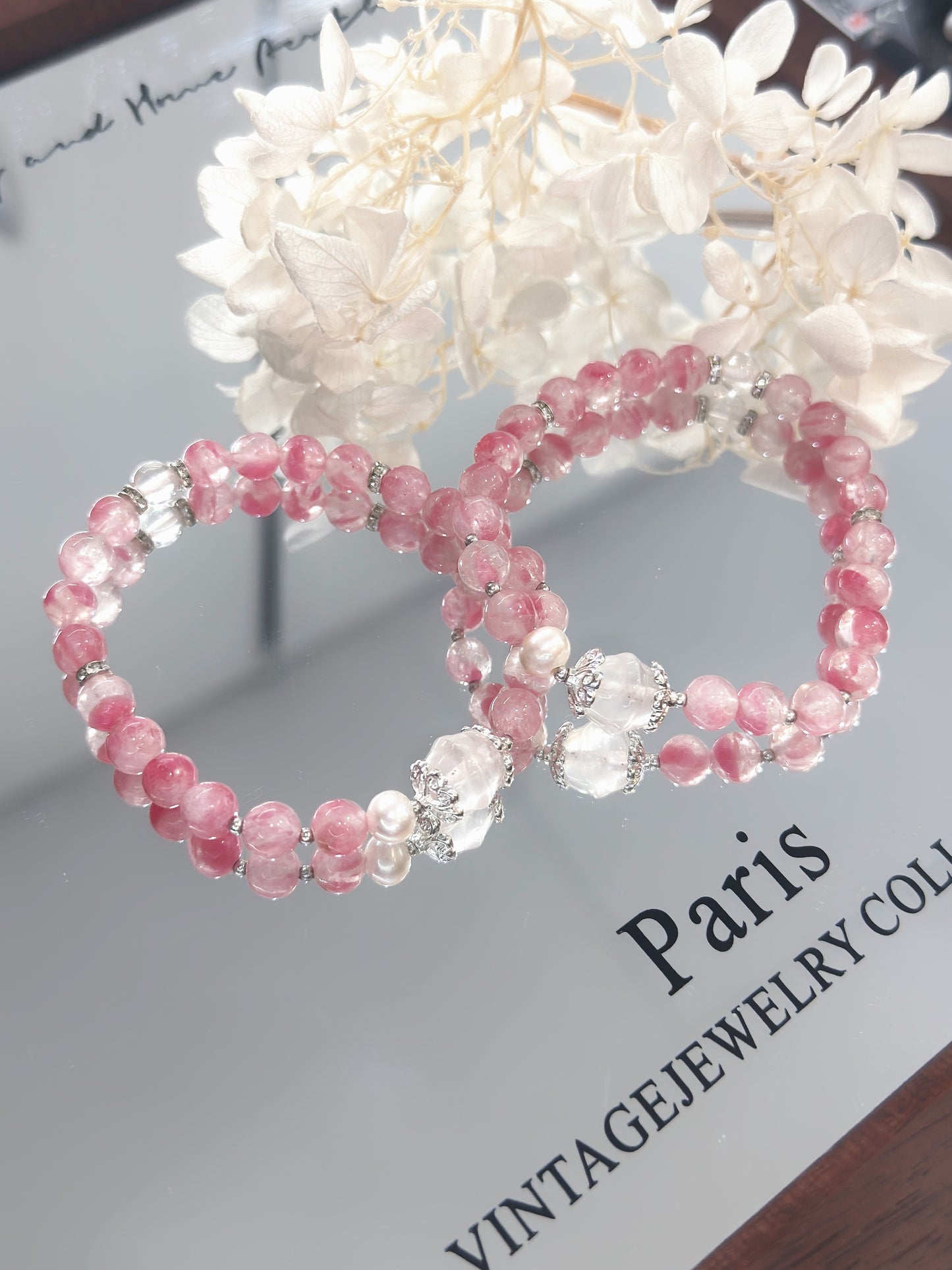 Rhodonite & Freshwater Pearl Bracelet | 櫻花薔薇石珍珠手串