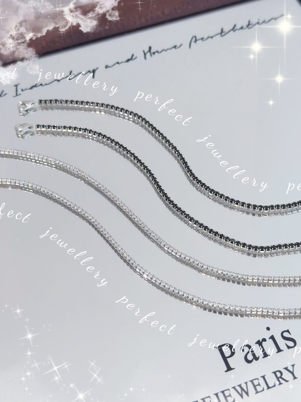 ✨2mm Black Cubic Zirconia Tennis S925 Bracelet|高碳鑽黑色🖤網球手鏈✨💎