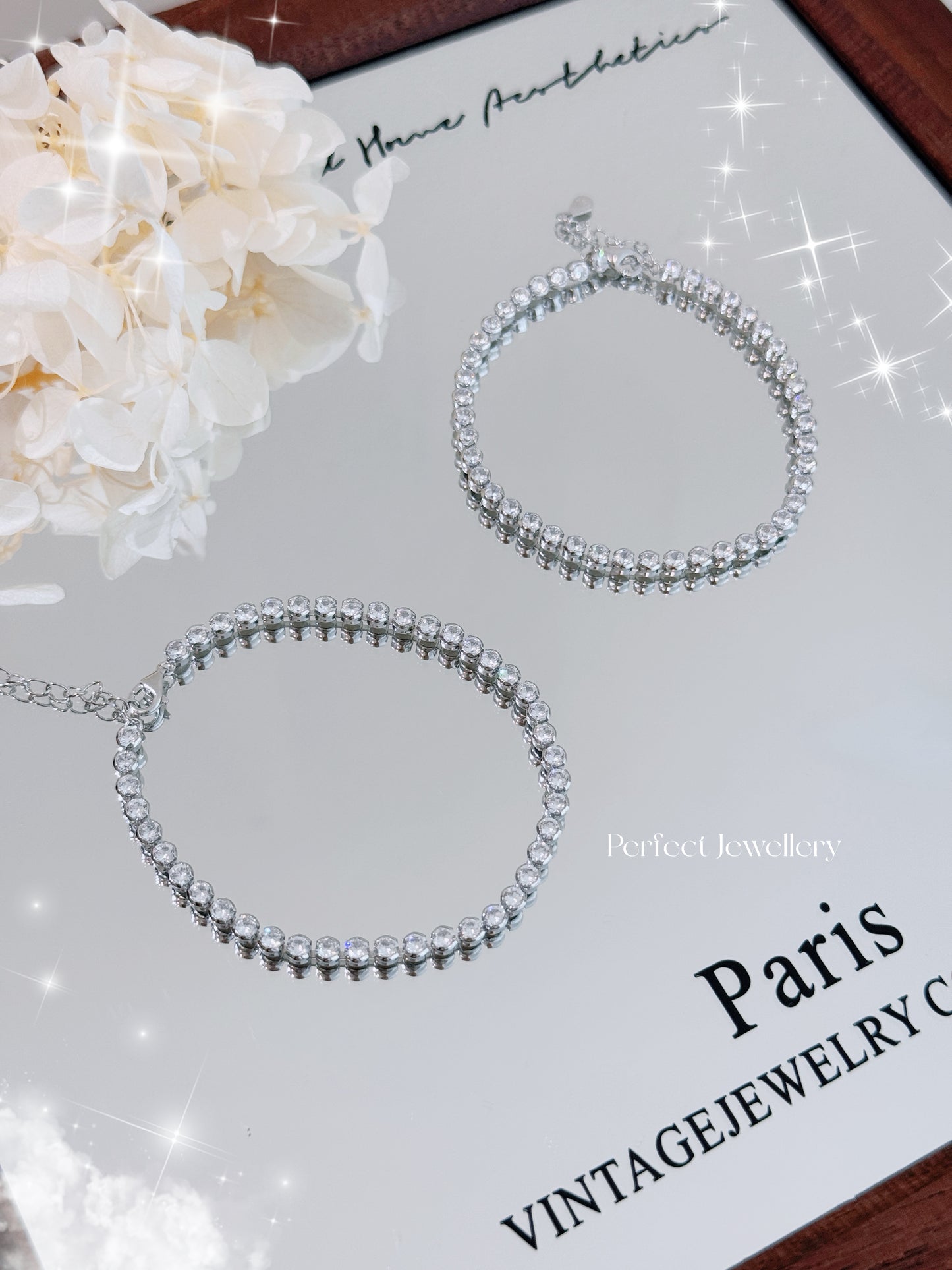 2.5mm White Cubic Zirconia Blubble Tennis S925 Bracelet | 2.5mm 高碳鑽泡泡網球銀手鏈