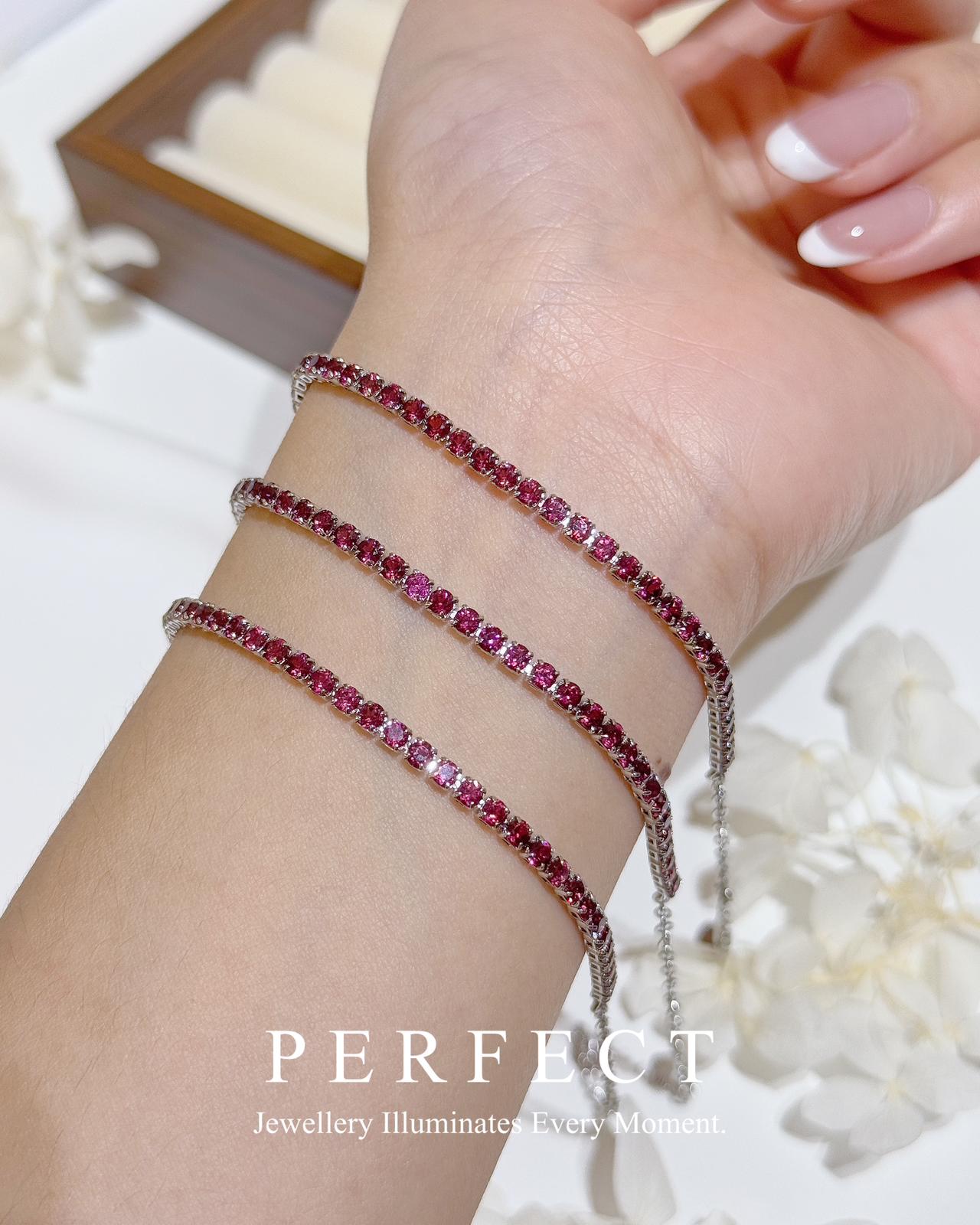 ✨Reddish Purple Garnet Brass Tennis Bracelet | 紫牙烏石榴石網球手鍊✨💜