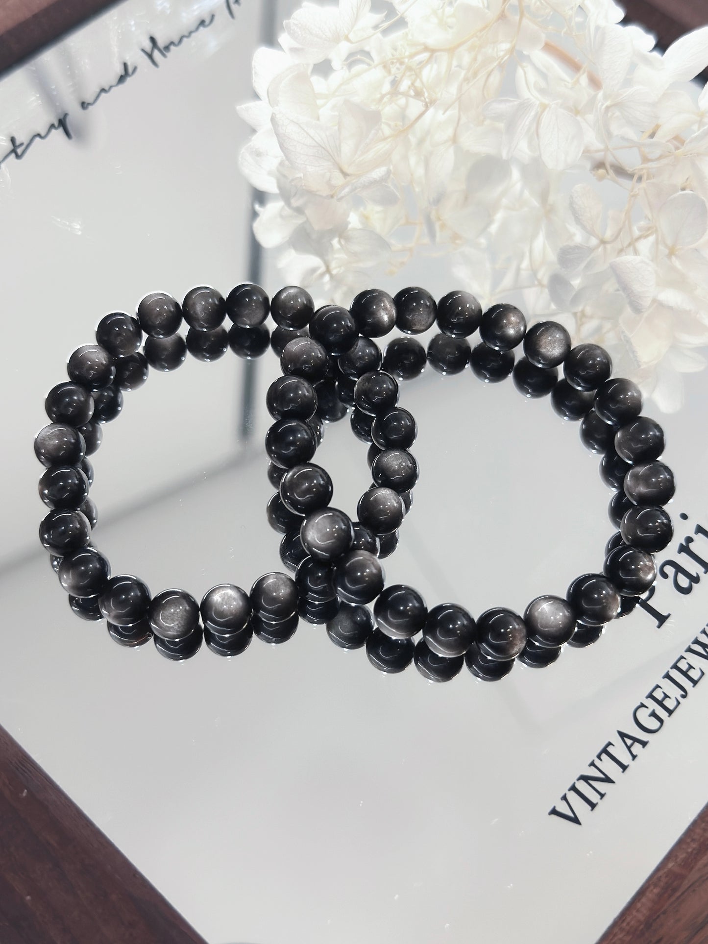 Silver Sheen Obaidian Bracelet | 銀耀石雙眼高品質手串