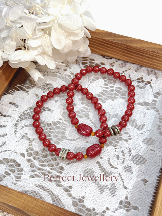 Cinnabar Bracelet 硃砂石經文手串
