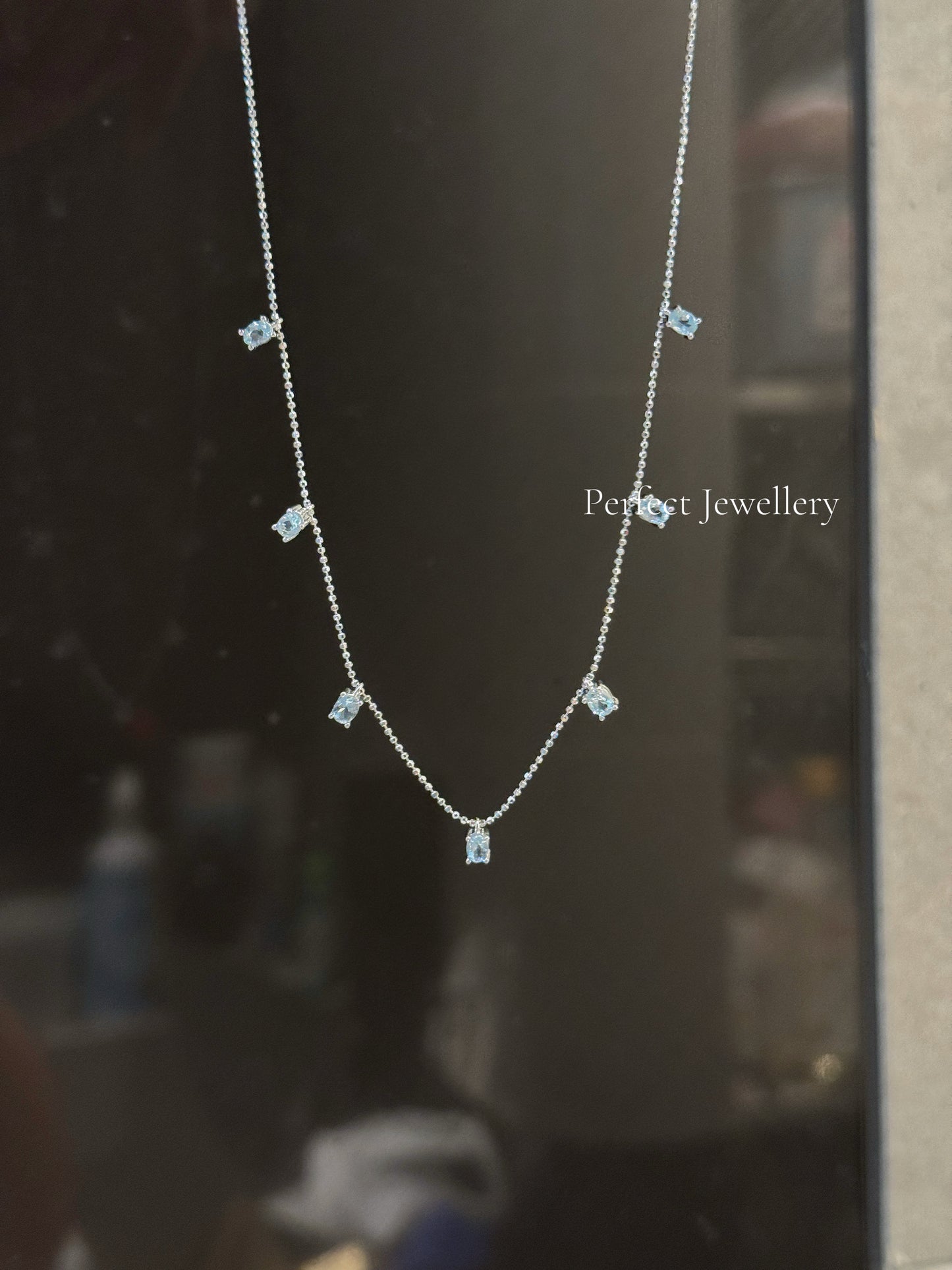 1.7ct 海藍寶滿天星項鏈