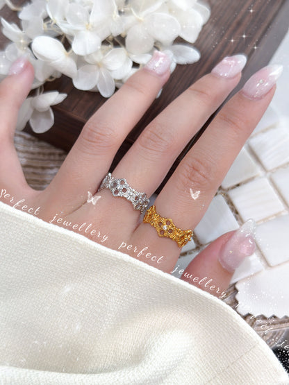 Vintage Italy Silver S925 Ring | 復古鏤空花紋意大利銀工藝S925戒指💍✨