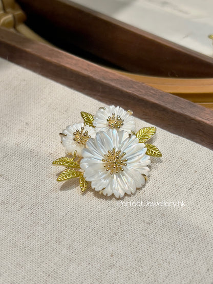 MOP Daisy Brooch