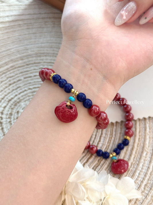 Cinnabar Bracelet 硃砂如意鎖手串