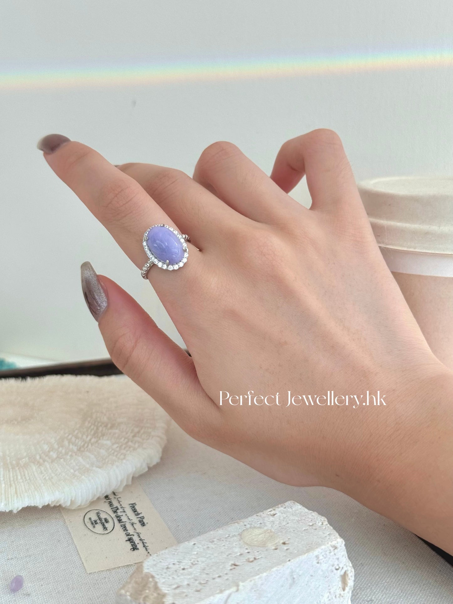 Purple Jadeite Jade S925 Ring | 紫羅蘭緬甸A貨翡翠S925戒指