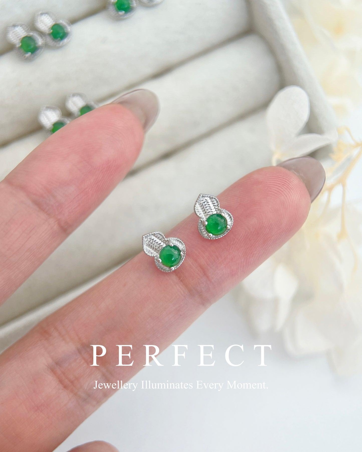 [S925] ✨Natural Jade Earrings | 天然A貨翡翠葫蘆S925 耳釘✨🟢