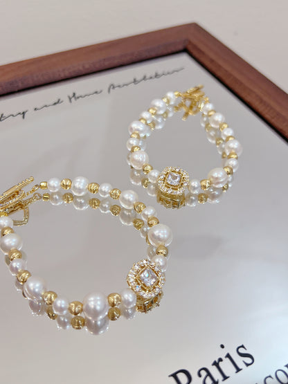 ✨Freshwater Pearl Brass Bracelet｜淡水極光螺紋珍珠手鏈✨