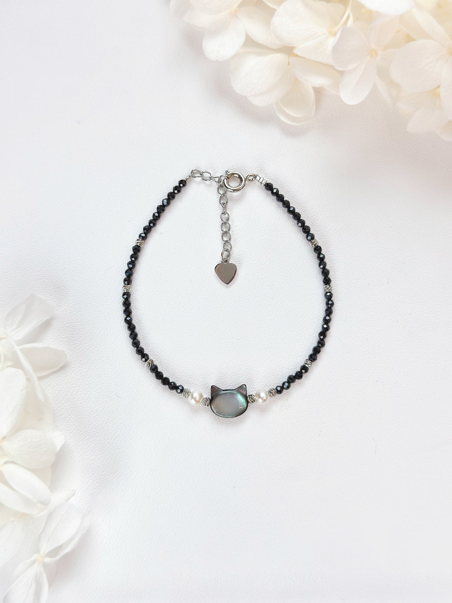 Freshwater Pearl B-MOP Black Spinel Design Bracelet 淡水珍珠黑尖晶貓貓黑蝶貝設計手鍊