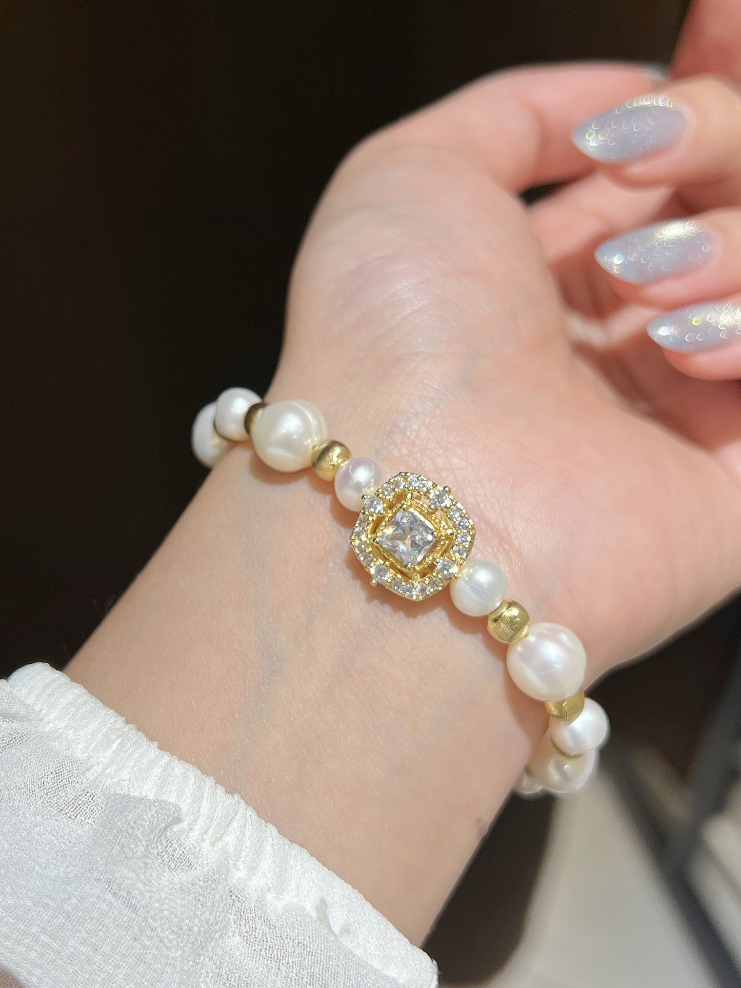 ✨Freshwater Pearl Brass Bracelet｜淡水極光螺紋珍珠手鏈✨