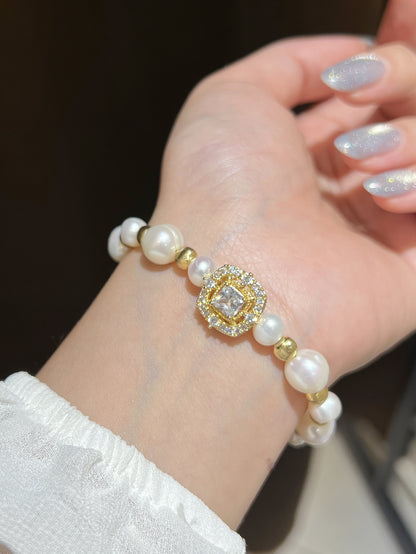 ✨Freshwater Pearl Brass Bracelet｜淡水極光螺紋珍珠手鏈✨