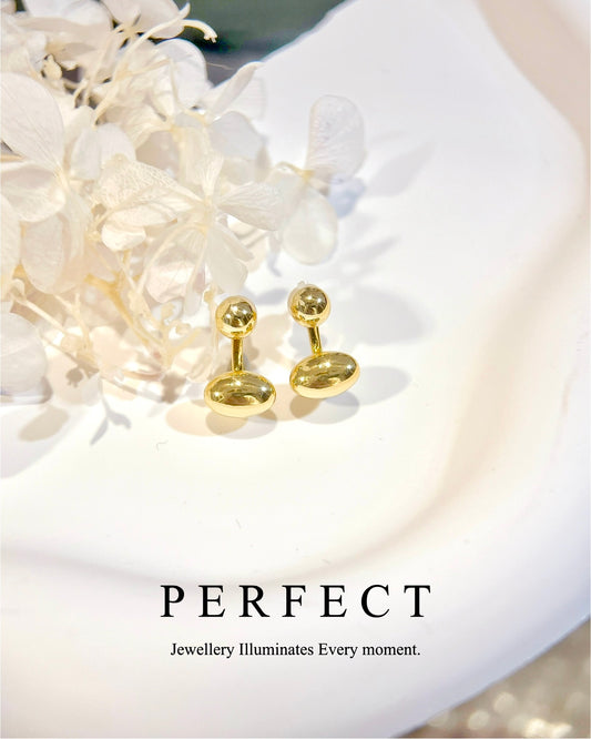 [Golden]⚜️✨Brass Two-ways Earrings | 14K注金小金豆歐美耳釘✨