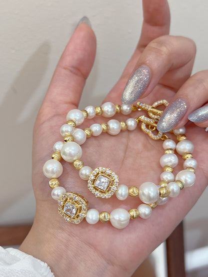 ✨Freshwater Pearl Brass Bracelet｜淡水極光螺紋珍珠手鏈✨