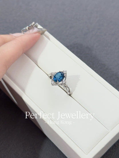 Blue Topaz Lace S925 Ring | 蕾絲款倫敦藍托帕S925戒指